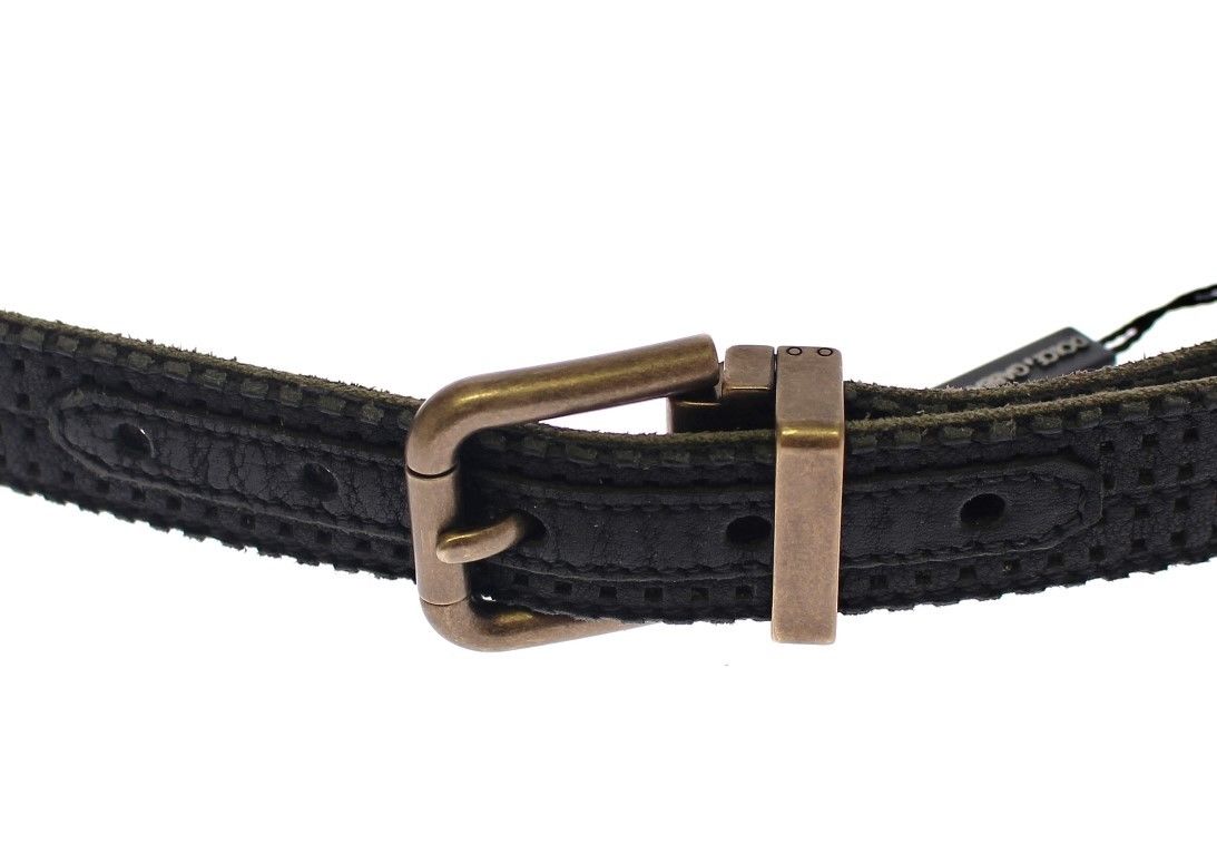 Ceinture élégante Dolce &amp; Gabbana pour homme en cuir et coton mélangés bleus