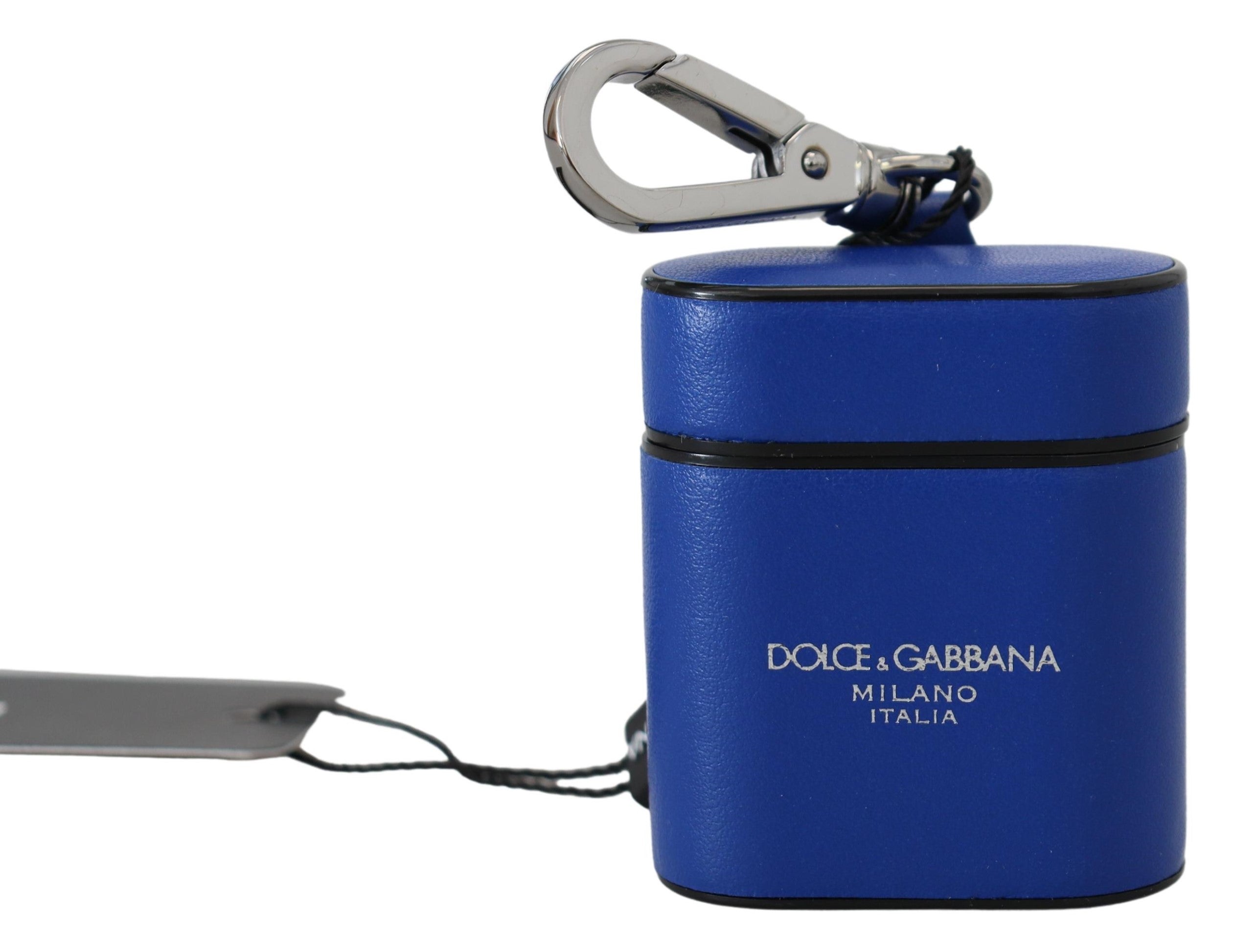 Dolce &amp; Gabbana – Elegante Airpods-Hülle aus blauem Leder