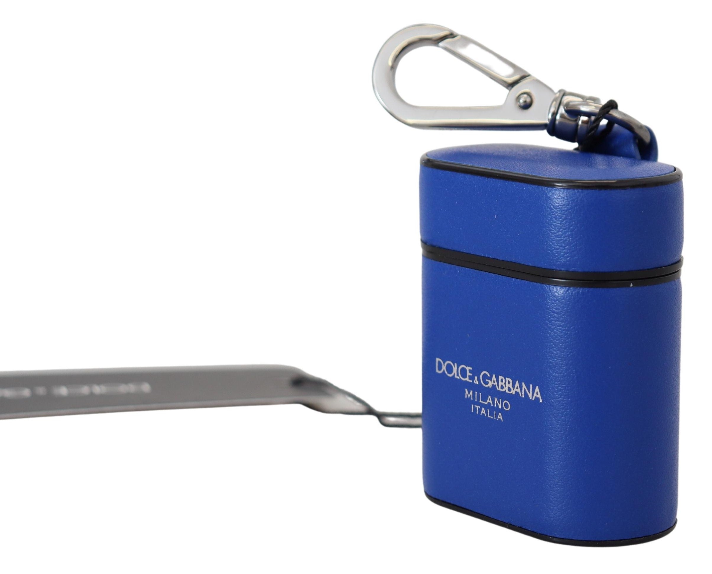 Dolce &amp; Gabbana – Elegante Airpods-Hülle aus blauem Leder