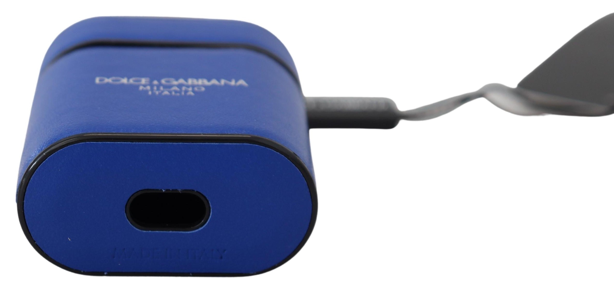 Dolce &amp; Gabbana – Elegante Airpods-Hülle aus blauem Leder