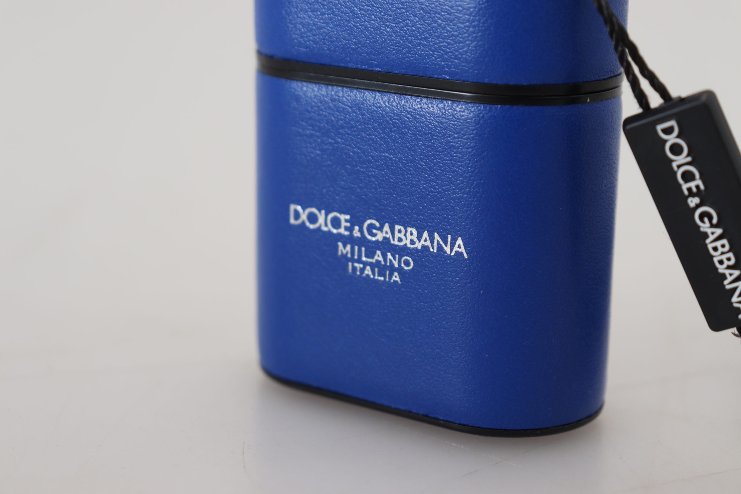 Dolce &amp; Gabbana – Elegante Airpods-Hülle aus blauem Leder