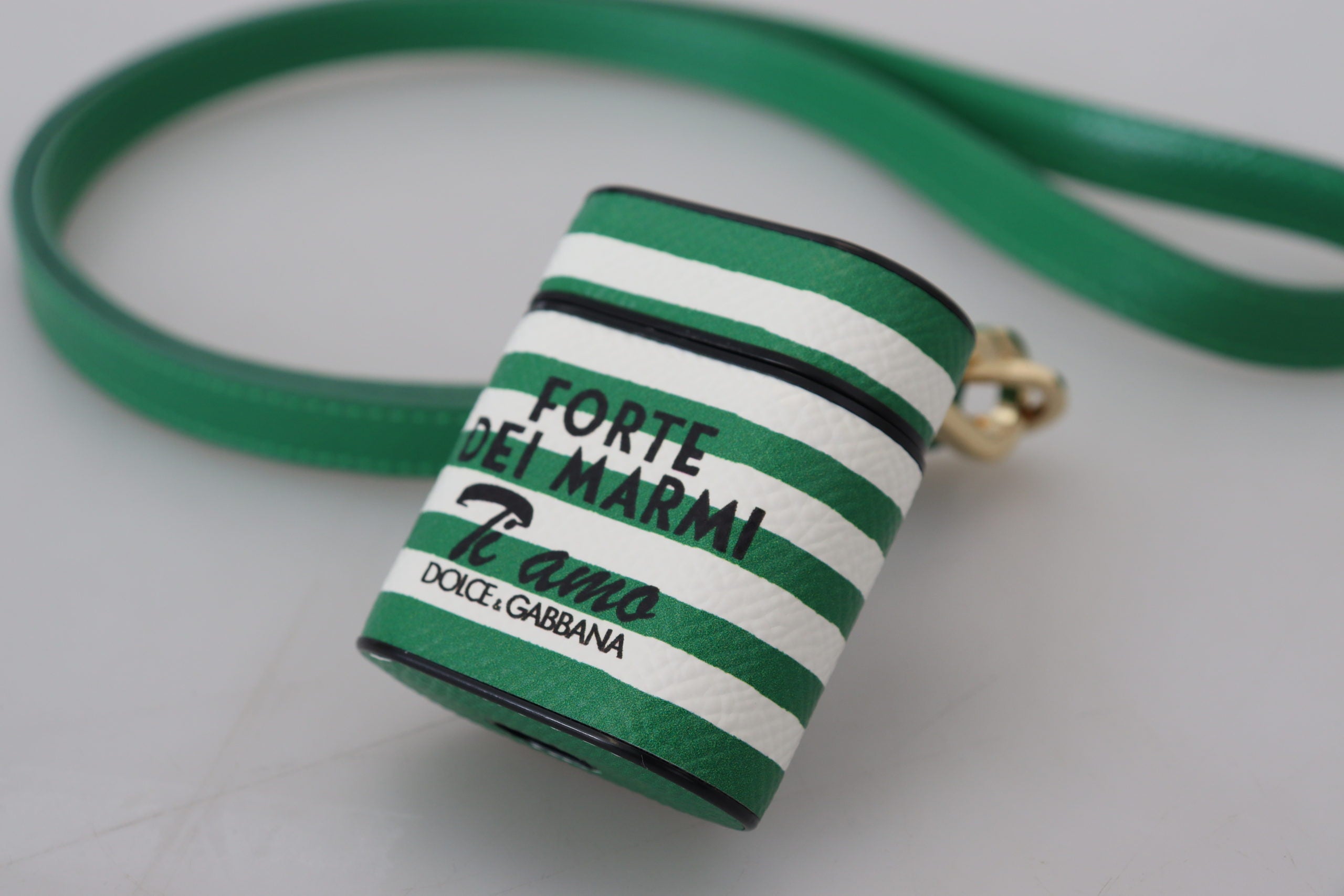 Dolce &amp; Gabbana Elegante Airpods-Hülle aus Leder – Üppiges Grün