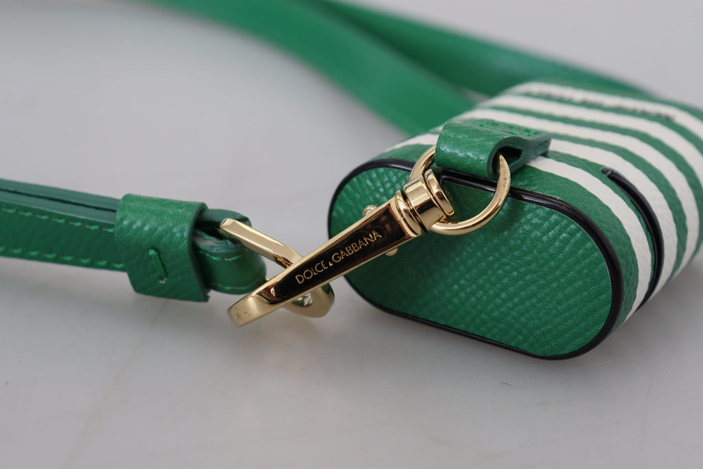 Dolce &amp; Gabbana Elegante Airpods-Hülle aus Leder – Üppiges Grün
