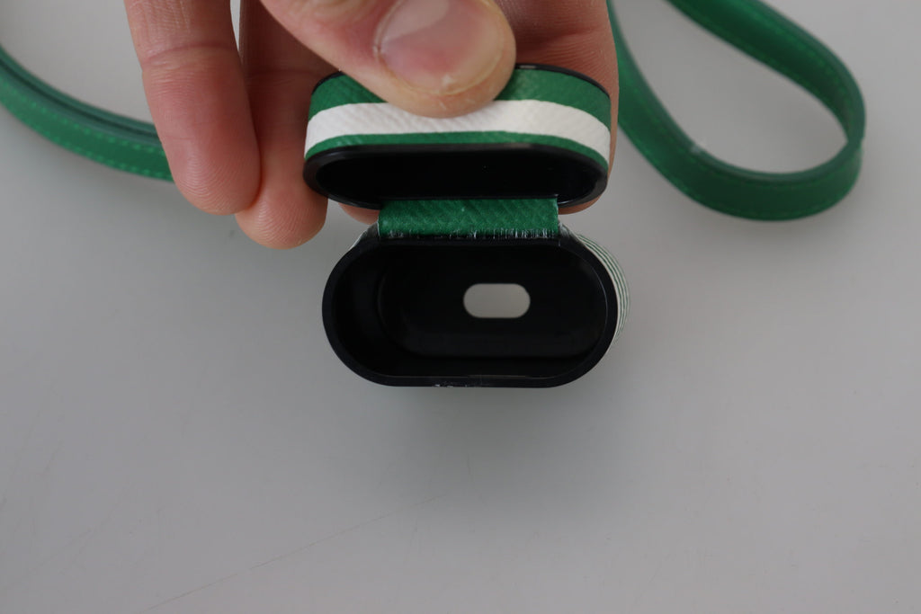 Dolce &amp; Gabbana Elegante Airpods-Hülle aus Leder – Üppiges Grün