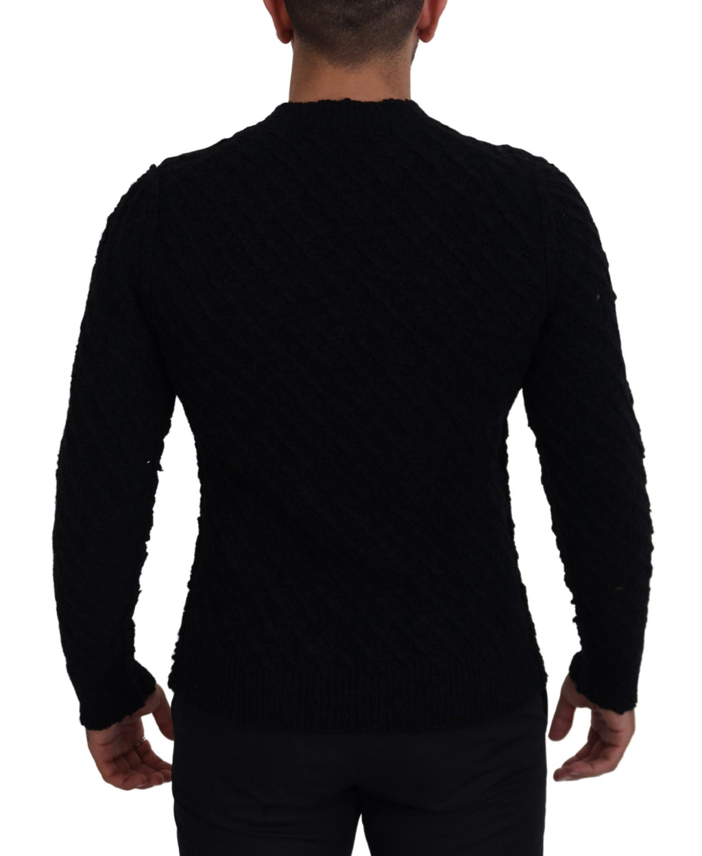 Dolce &amp; Gabbana Eleganter schwarzer Pullover aus Wollmischung mit V-Ausschnitt