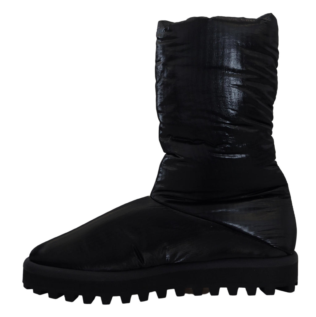 Dolce &amp; Gabbana Elegante halbhohe Stiefel aus schwarzem Polyester