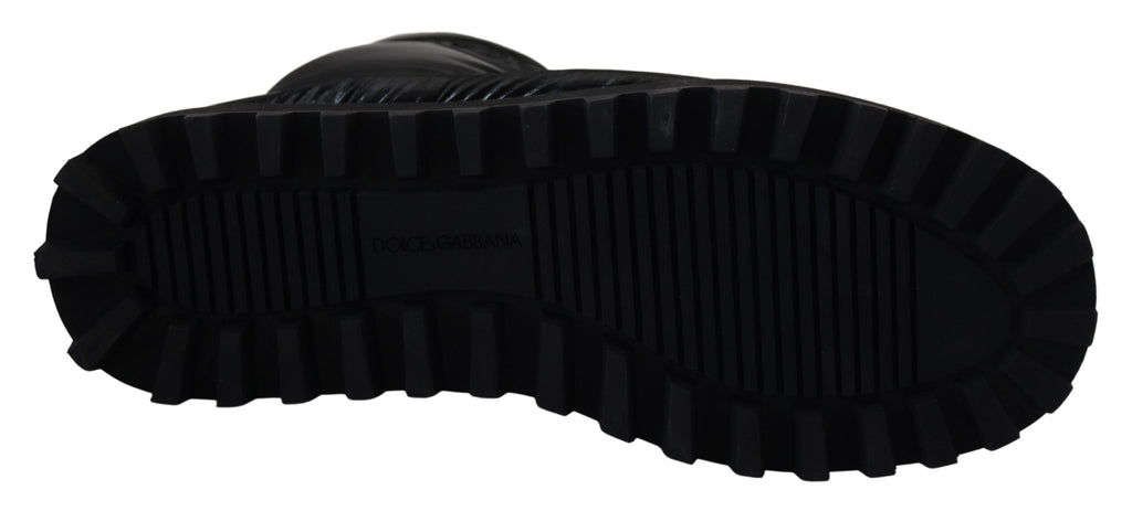 Dolce &amp; Gabbana Elegante halbhohe Stiefel aus schwarzem Polyester