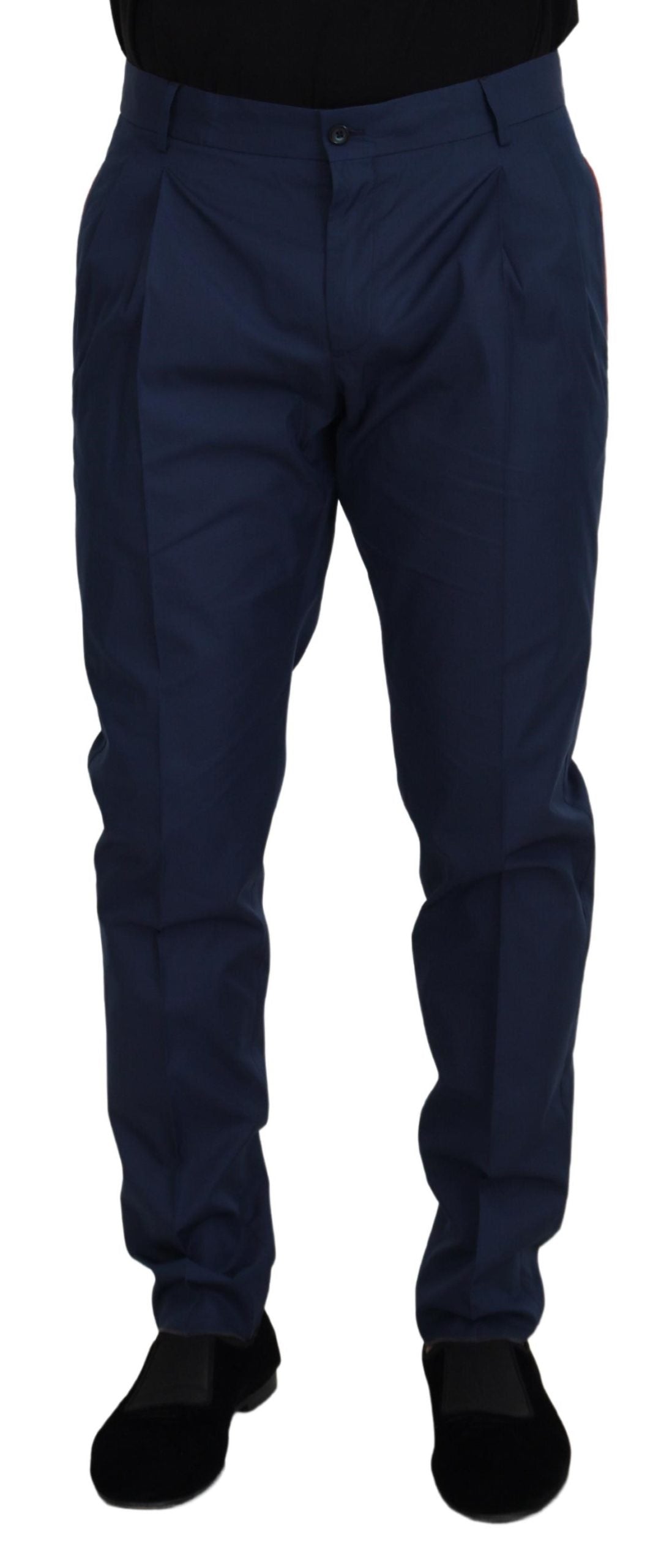 Dolce &amp; Gabbana Elegante blaue Baumwoll-Seidenhose