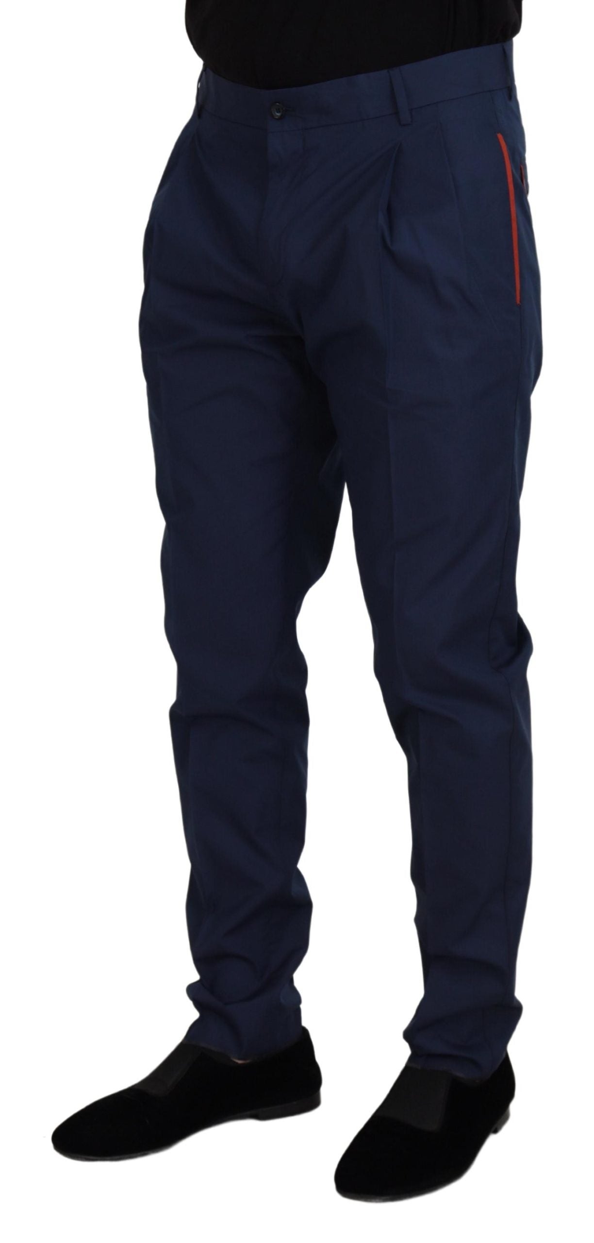 Dolce &amp; Gabbana Elegante blaue Baumwoll-Seidenhose