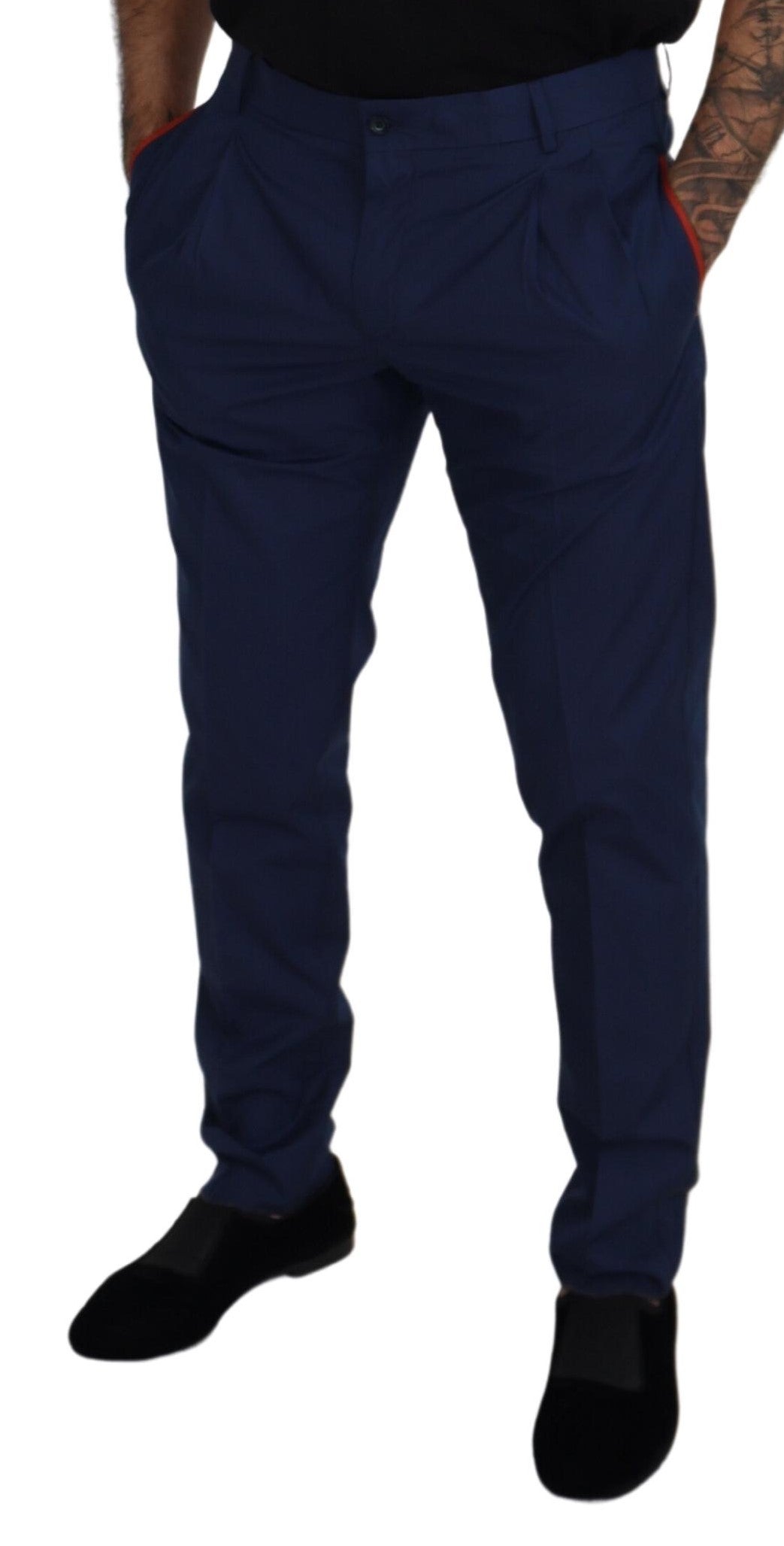 Dolce &amp; Gabbana Elegante blaue Baumwoll-Seidenhose