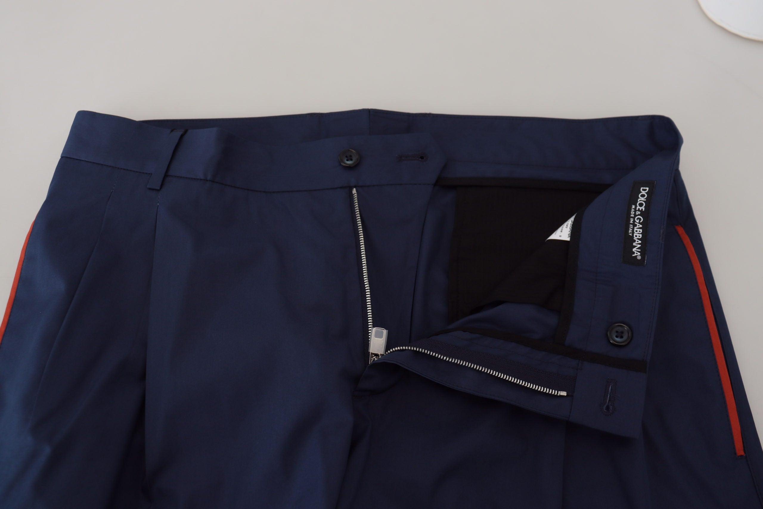 Dolce &amp; Gabbana Elegante blaue Baumwoll-Seidenhose