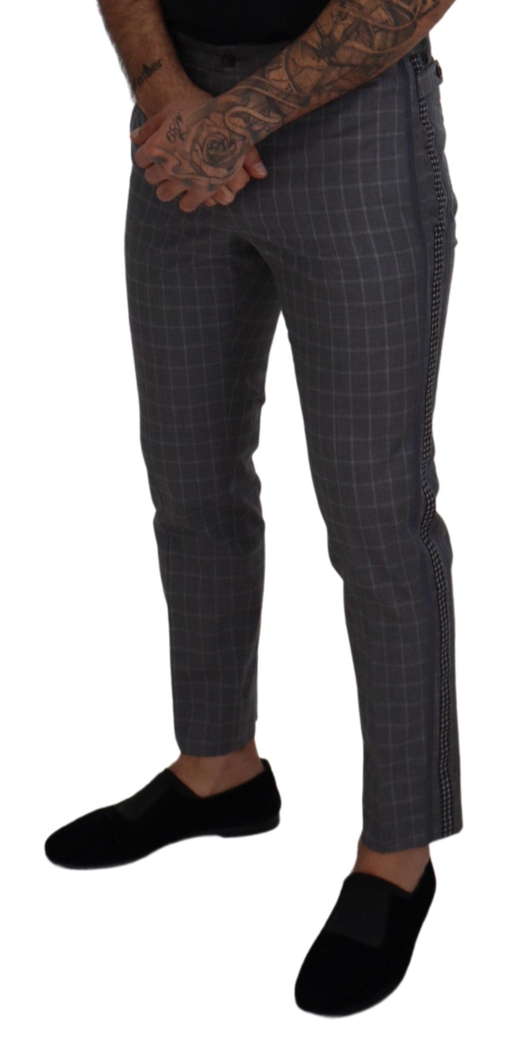 Pantalon élégant en coton à carreaux Dolce &amp; Gabbana pour homme