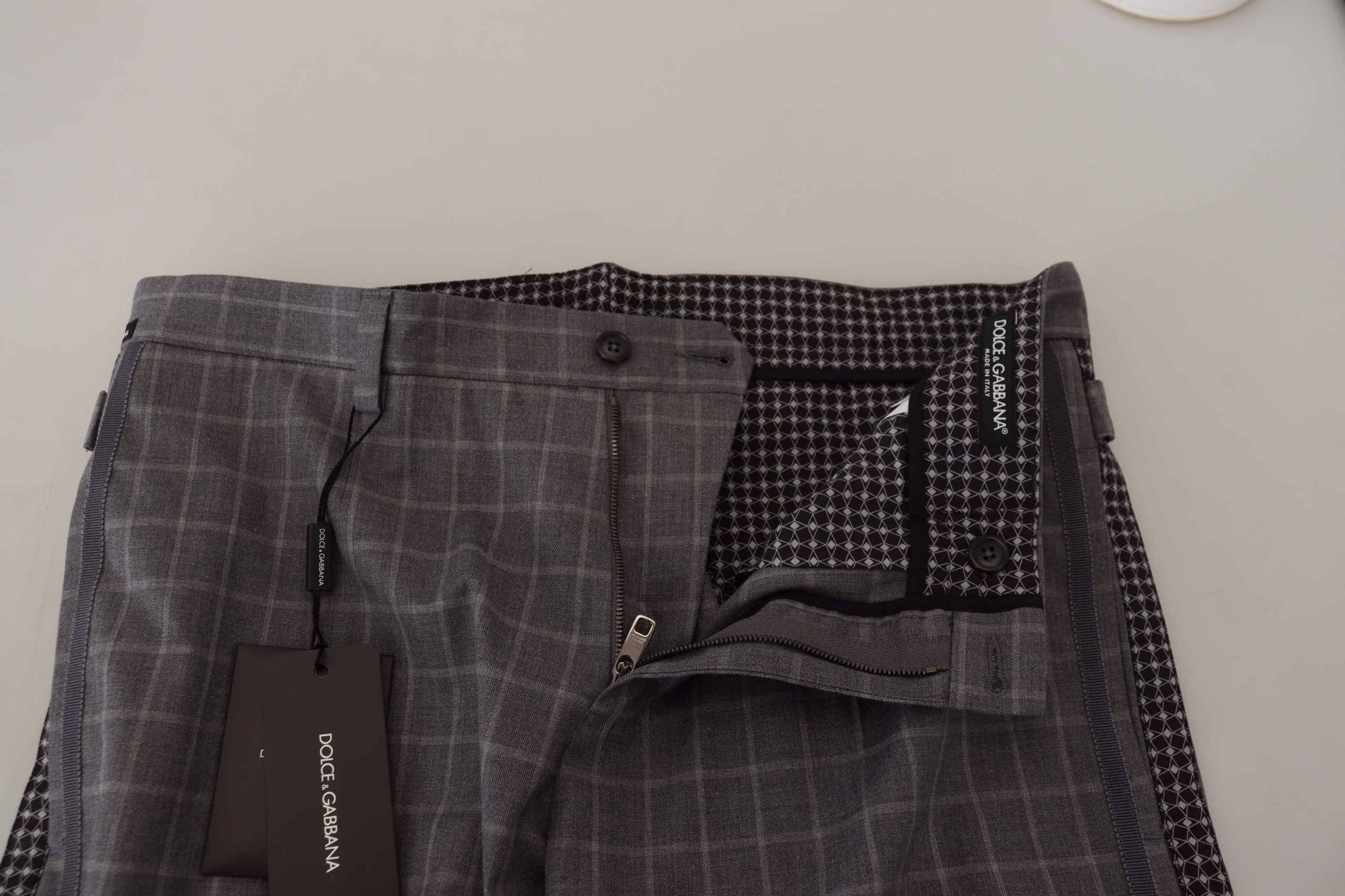Pantalon élégant en coton à carreaux Dolce &amp; Gabbana pour homme