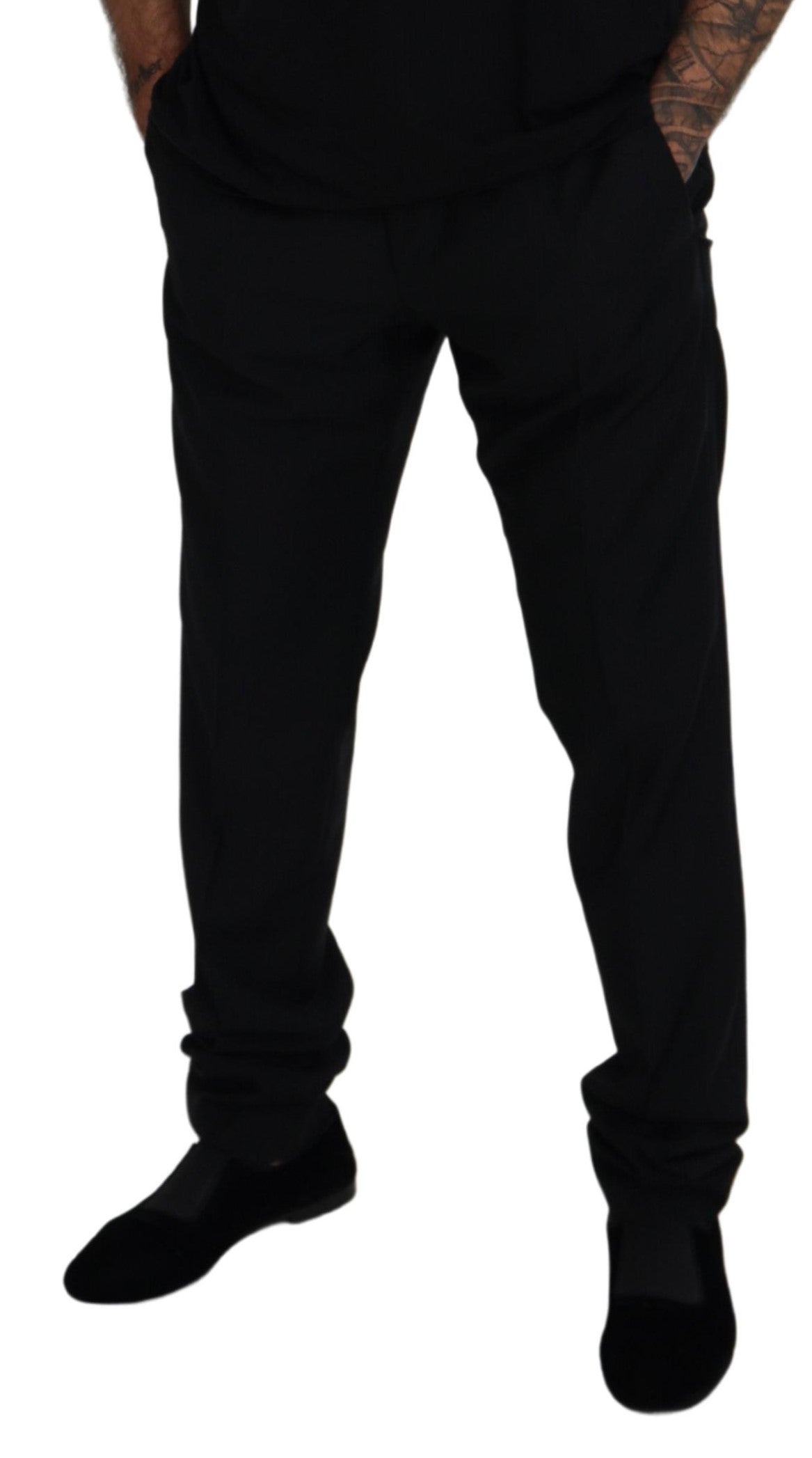 Dolce &amp; Gabbana Elegante schwarze Hose aus Schurwollmischung