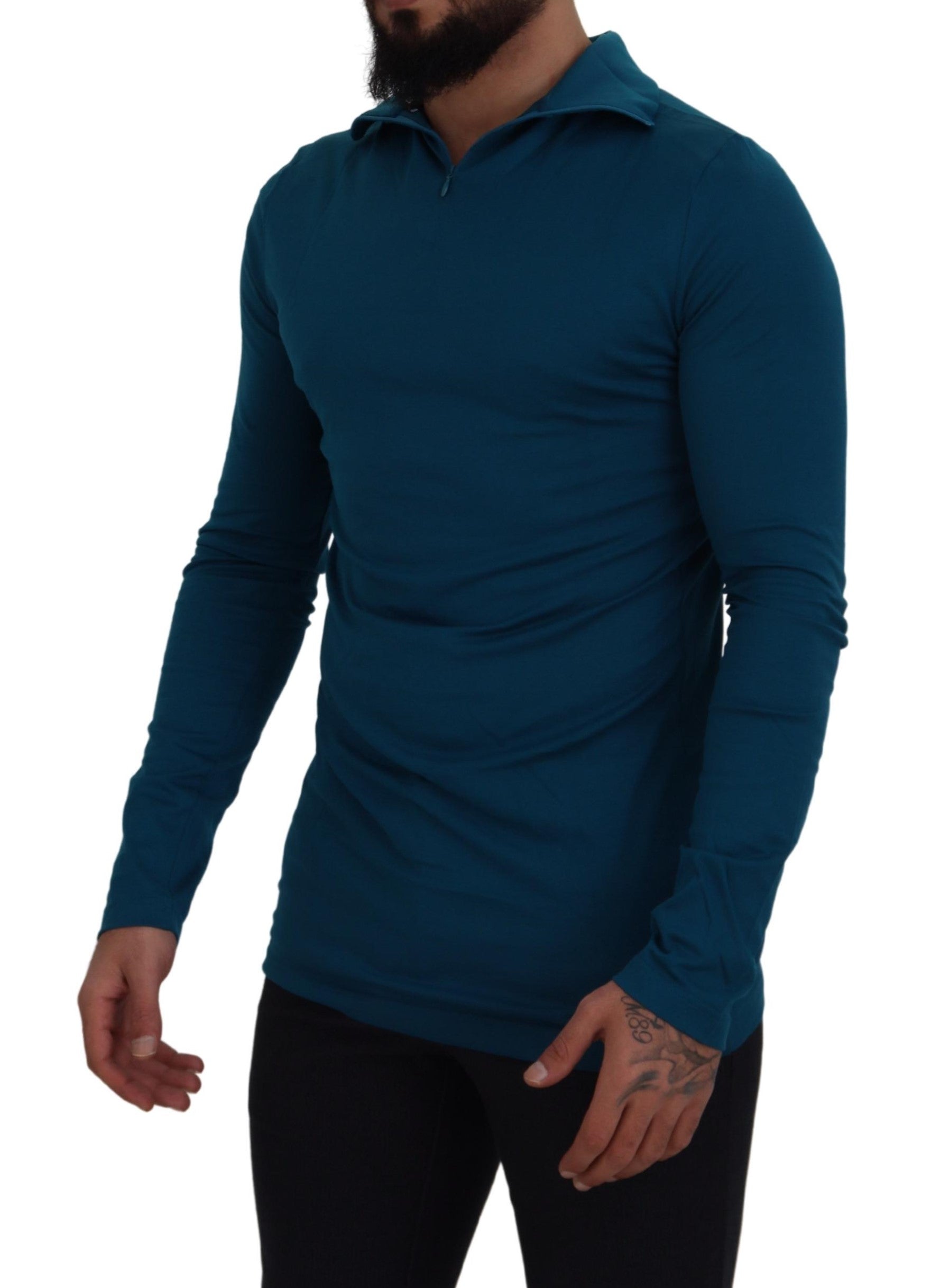 Dolce &amp; Gabbana Eleganter blauer Baumwollpullover