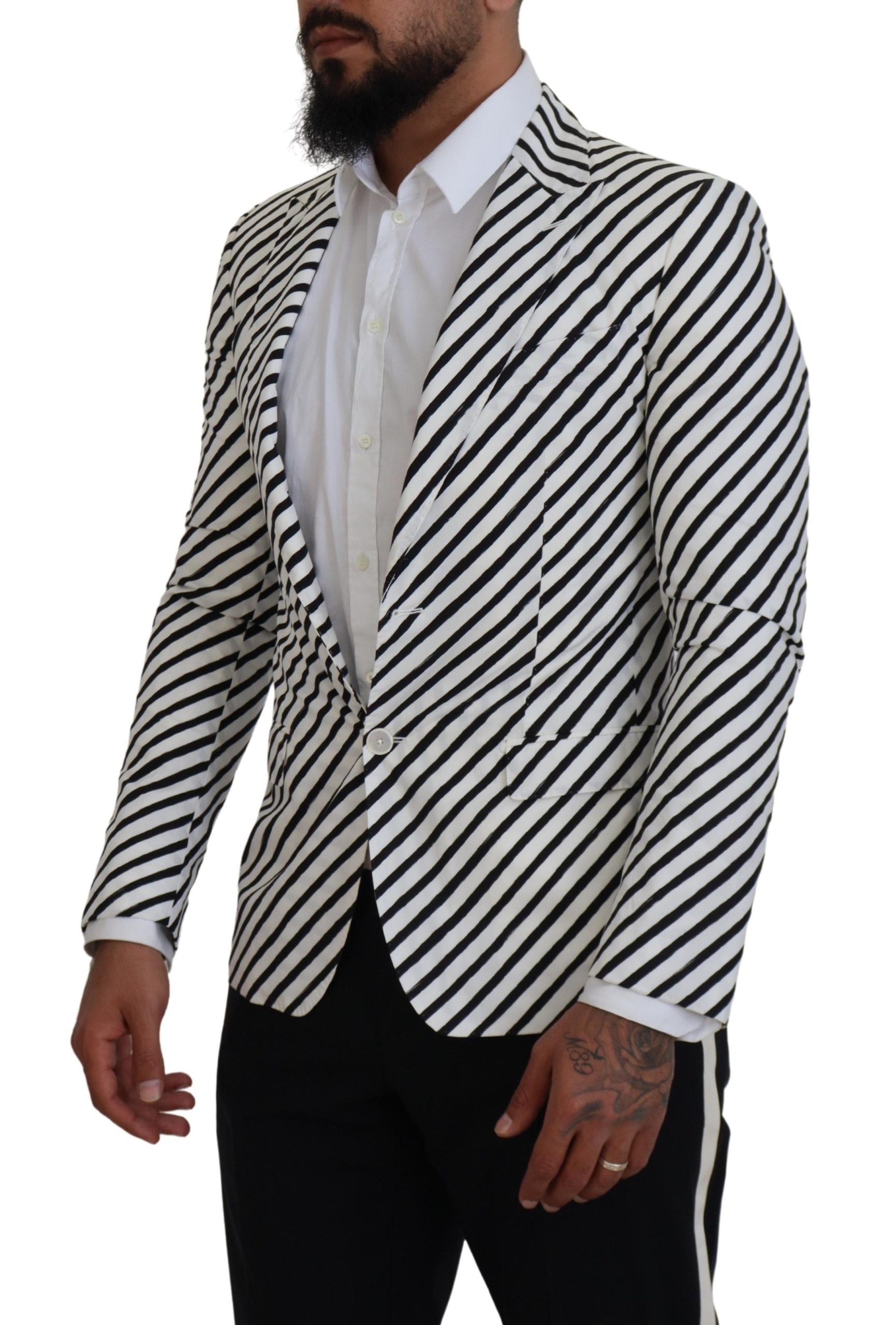 Blazer simple boutonnage élégant à rayures blanches Dolce &amp; Gabbana