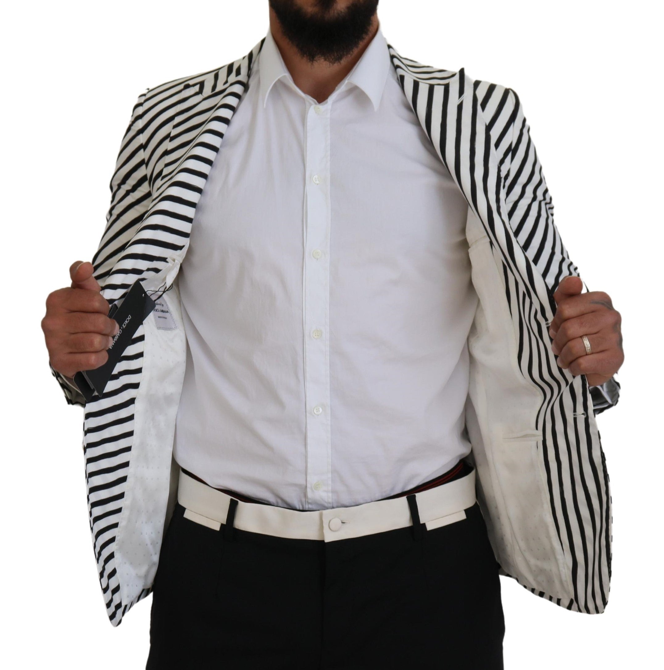 Blazer simple boutonnage élégant à rayures blanches Dolce &amp; Gabbana