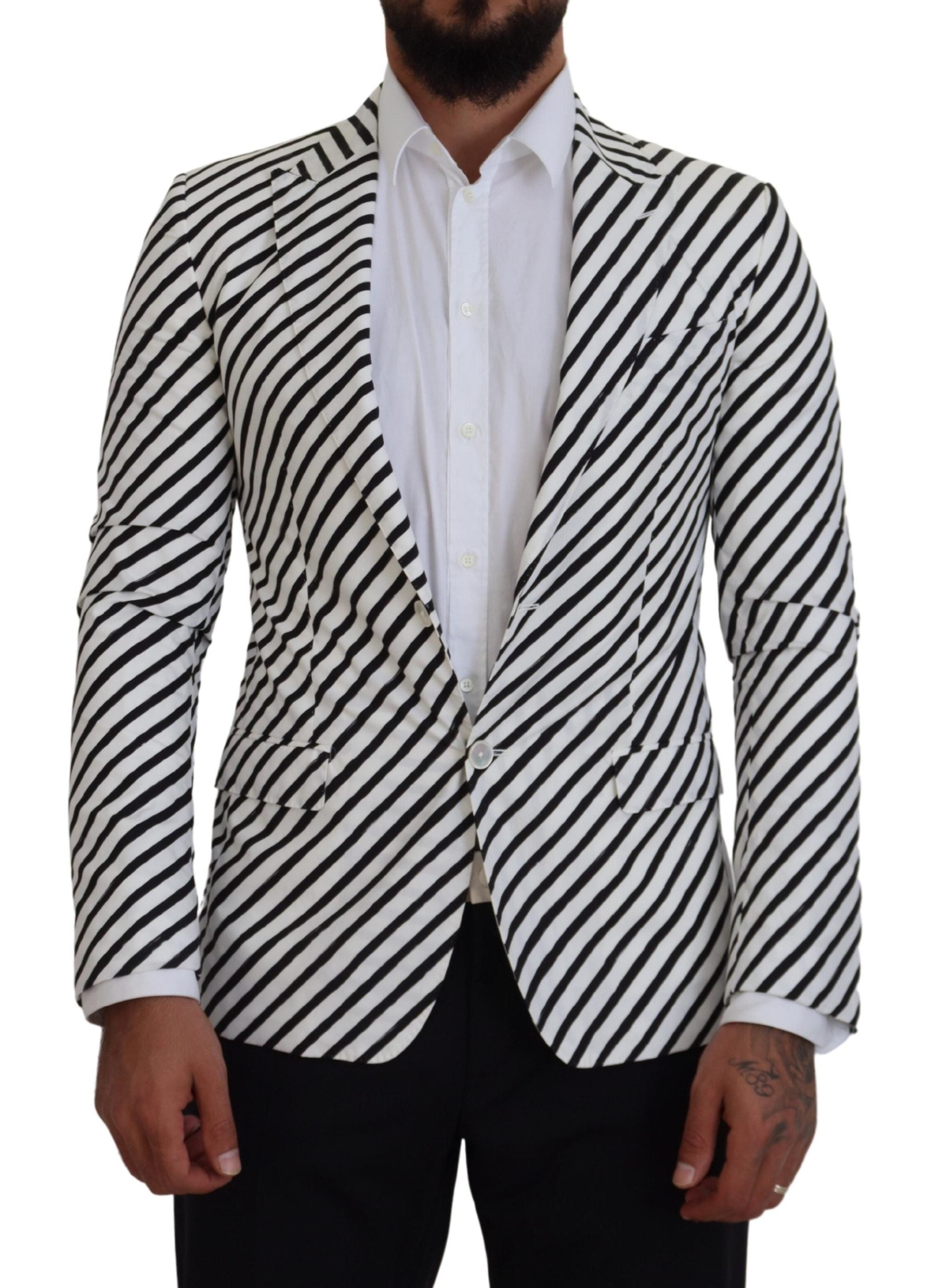 Blazer simple boutonnage élégant à rayures blanches Dolce &amp; Gabbana