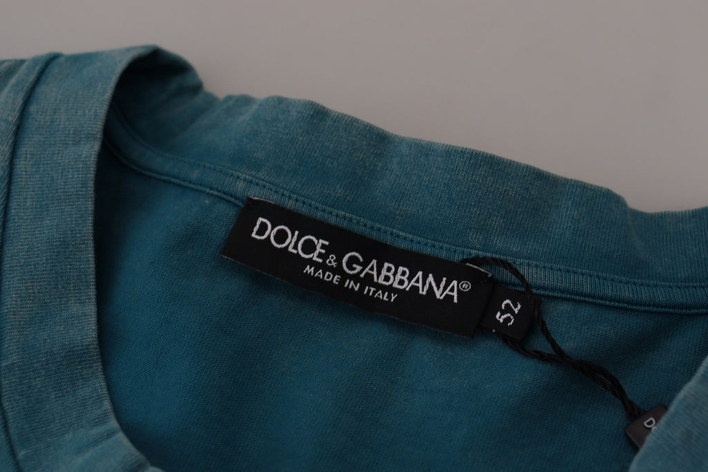 Dolce &amp; Gabbana – Elegantes Baumwoll-T-Shirt mit Rundhalsausschnitt in Blau