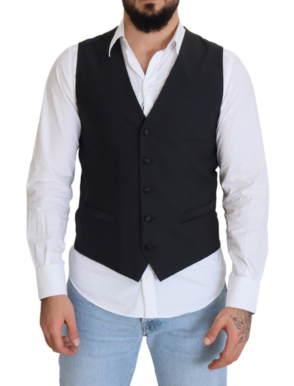 Dolce &amp; Gabbana Élégant gilet noir à boutonnage simple