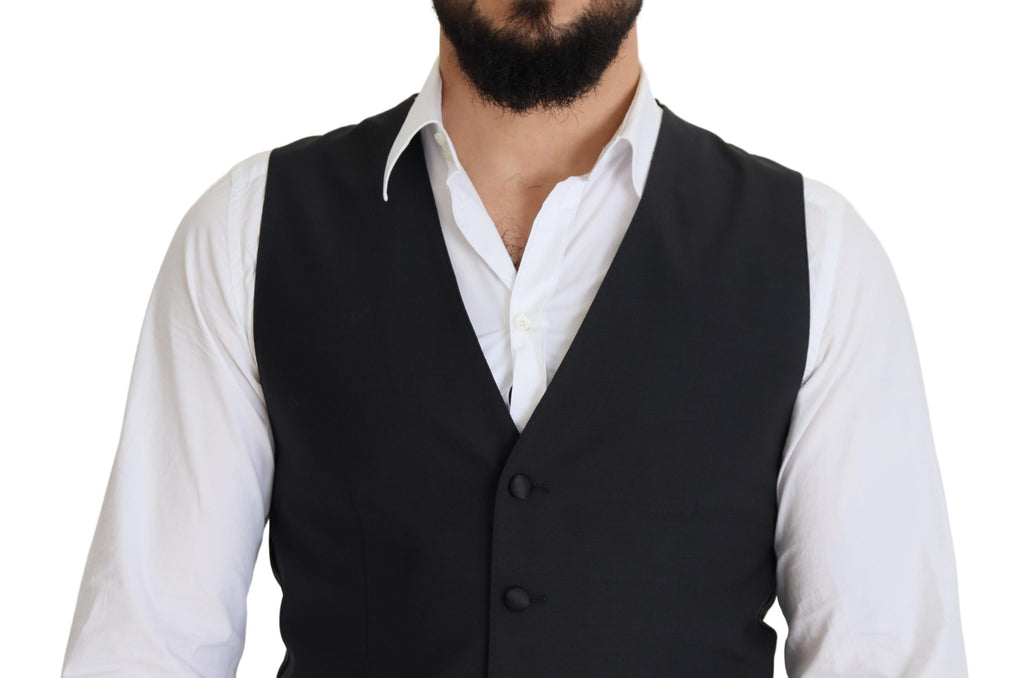 Dolce &amp; Gabbana Élégant gilet noir à boutonnage simple