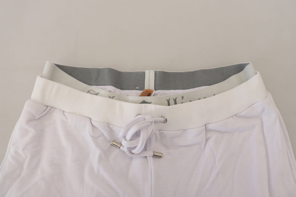 John Galliano White Cotton Logo Mens Jogger Pants