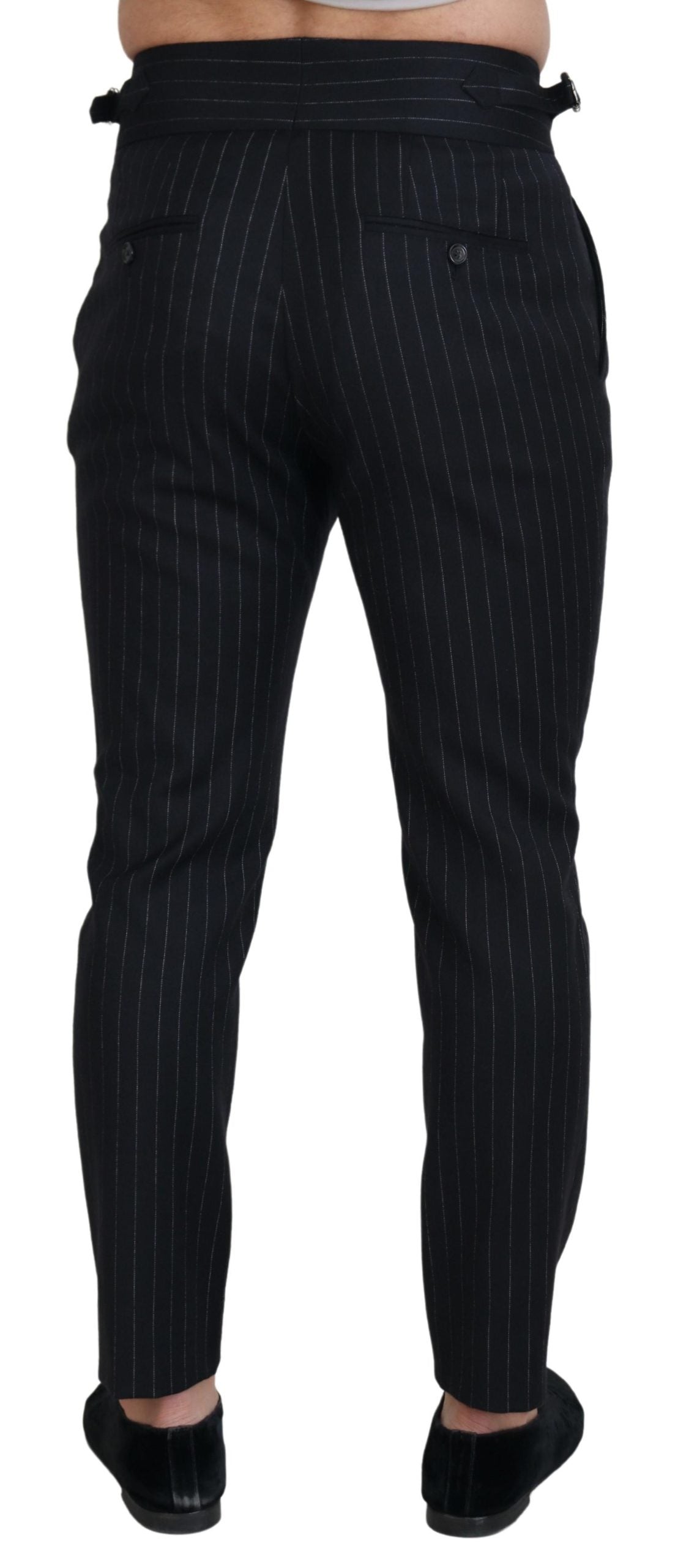 Dolce &amp; Gabbana – Elegante, schwarz gestreifte Hose aus Wollmischung