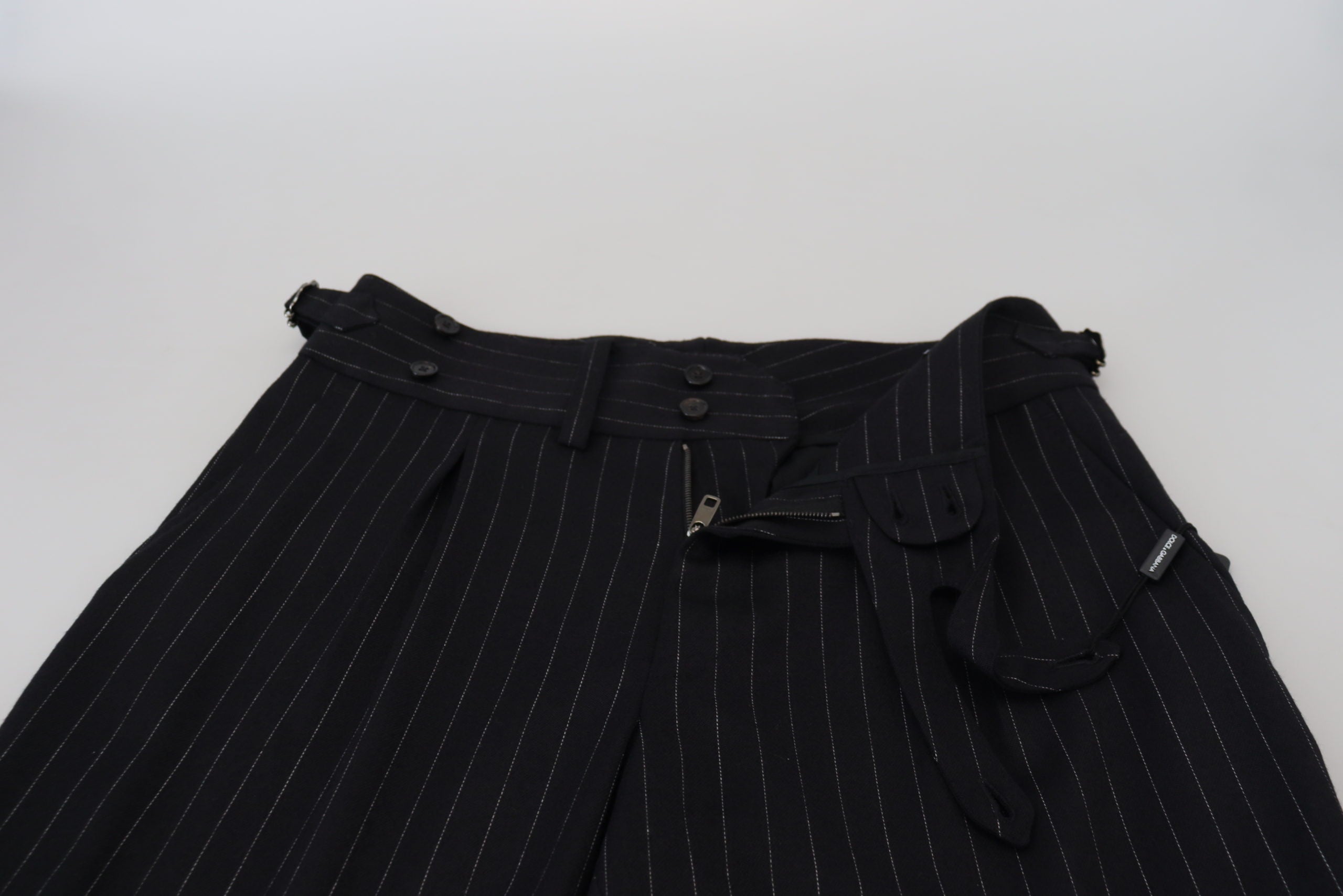 Dolce &amp; Gabbana – Elegante, schwarz gestreifte Hose aus Wollmischung