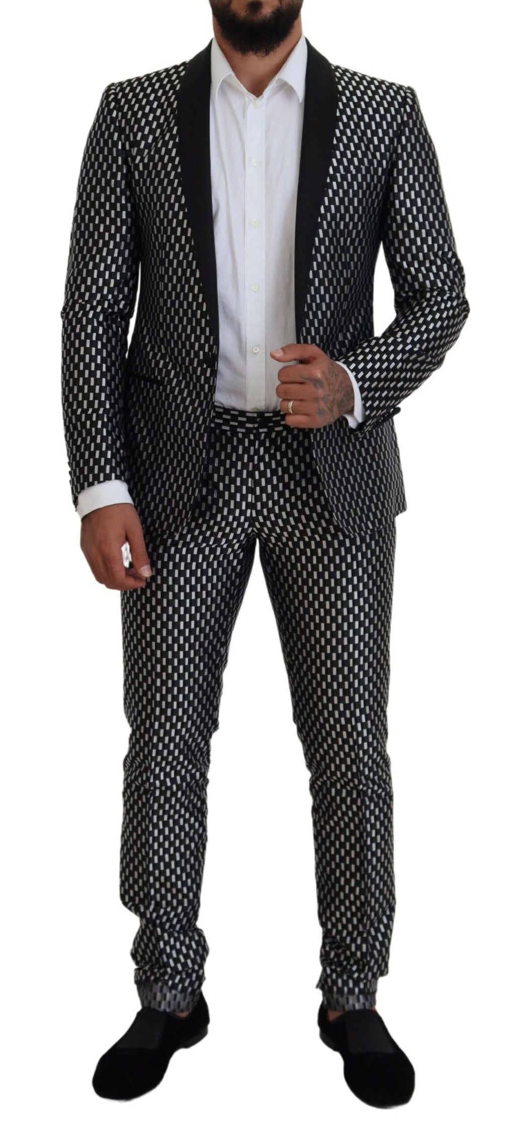 Dolce &amp; Gabbana Eleganter Slim Fit-Anzug aus schwarzer Seidenmischung