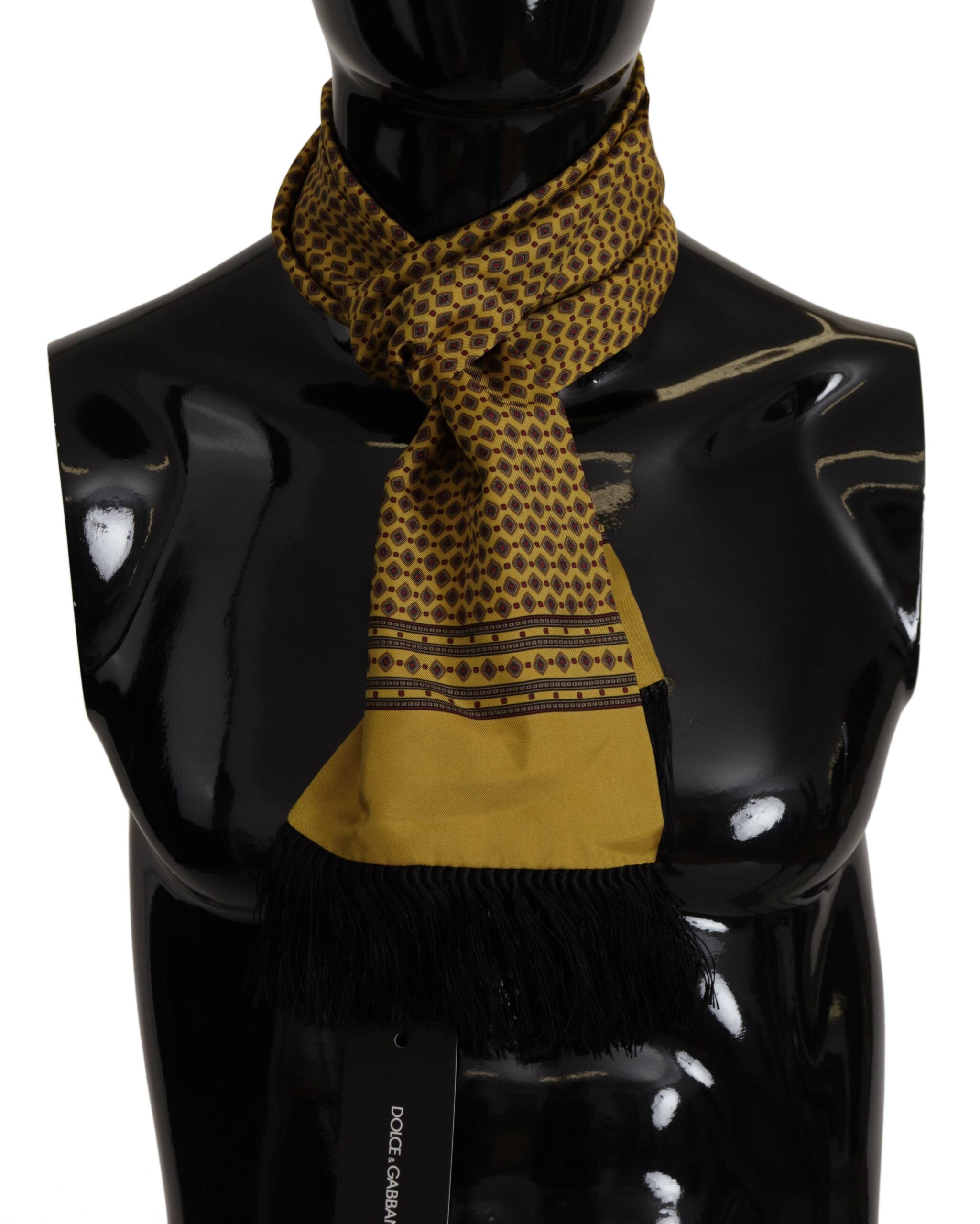 Foulard élégant en soie jaune Dolce &amp; Gabbana pour homme