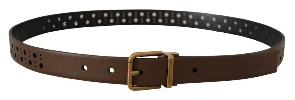 Dolce &amp; Gabbana Eleganter brauner Ledergürtel mit goldener Schnalle