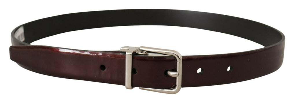 Dolce &amp; Gabbana Eleganter dunkelbrauner Lackledergürtel