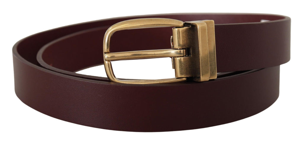 Ceinture élégante en cuir marron Dolce &amp; Gabbana avec boucle dorée