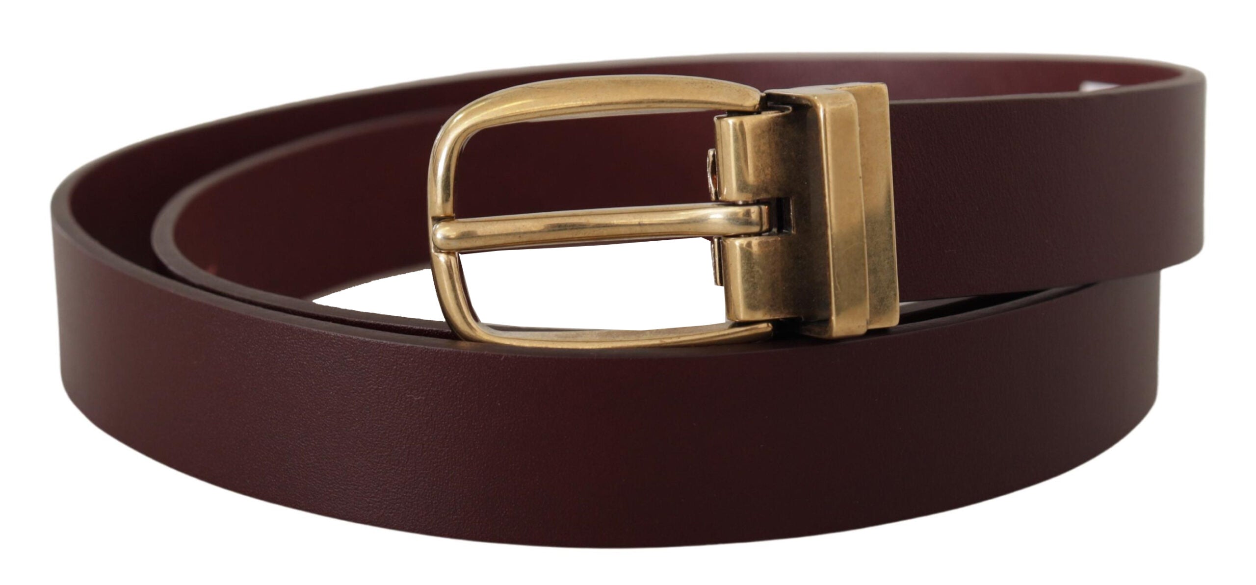 Ceinture élégante en cuir marron Dolce &amp; Gabbana avec boucle dorée