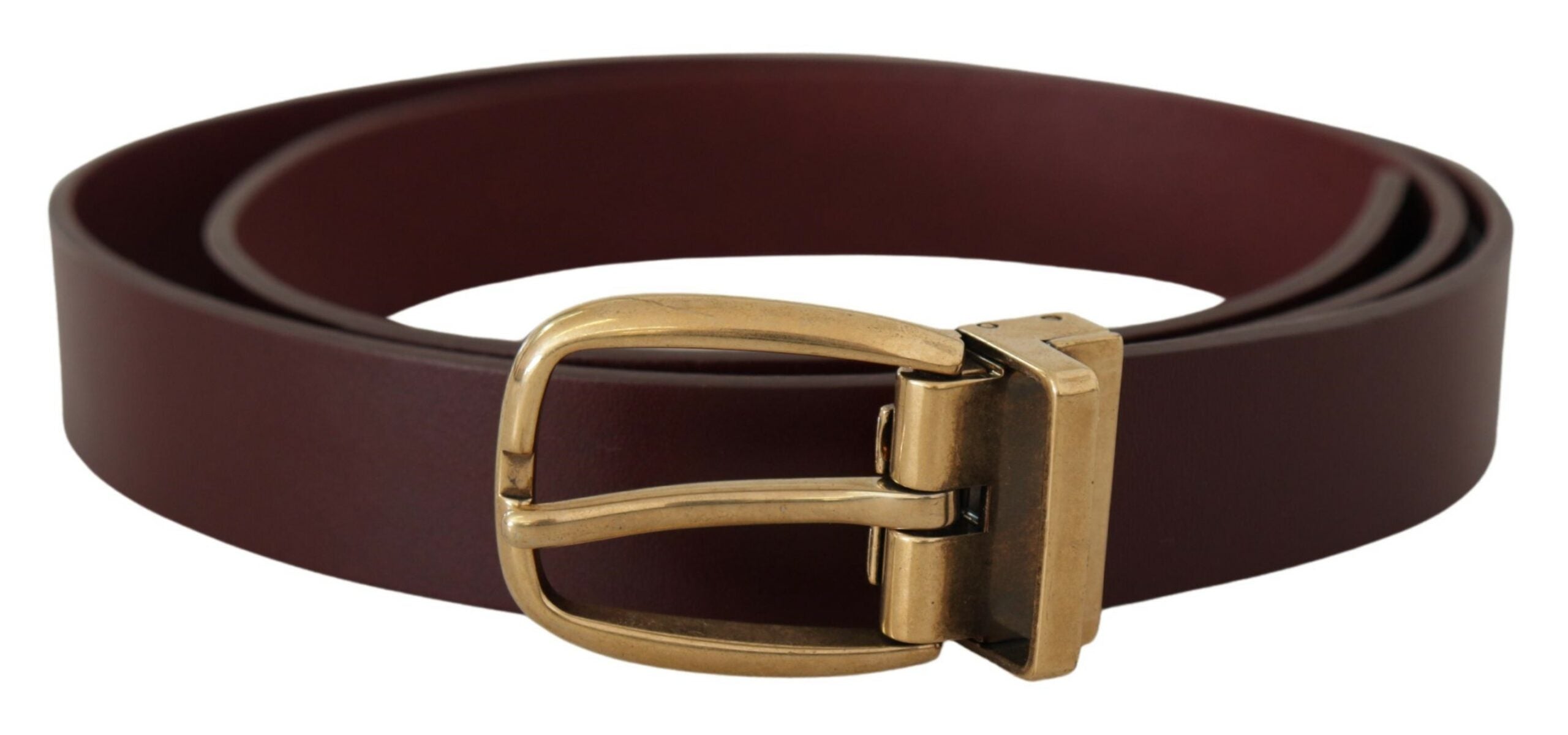 Ceinture élégante en cuir marron Dolce &amp; Gabbana avec boucle dorée