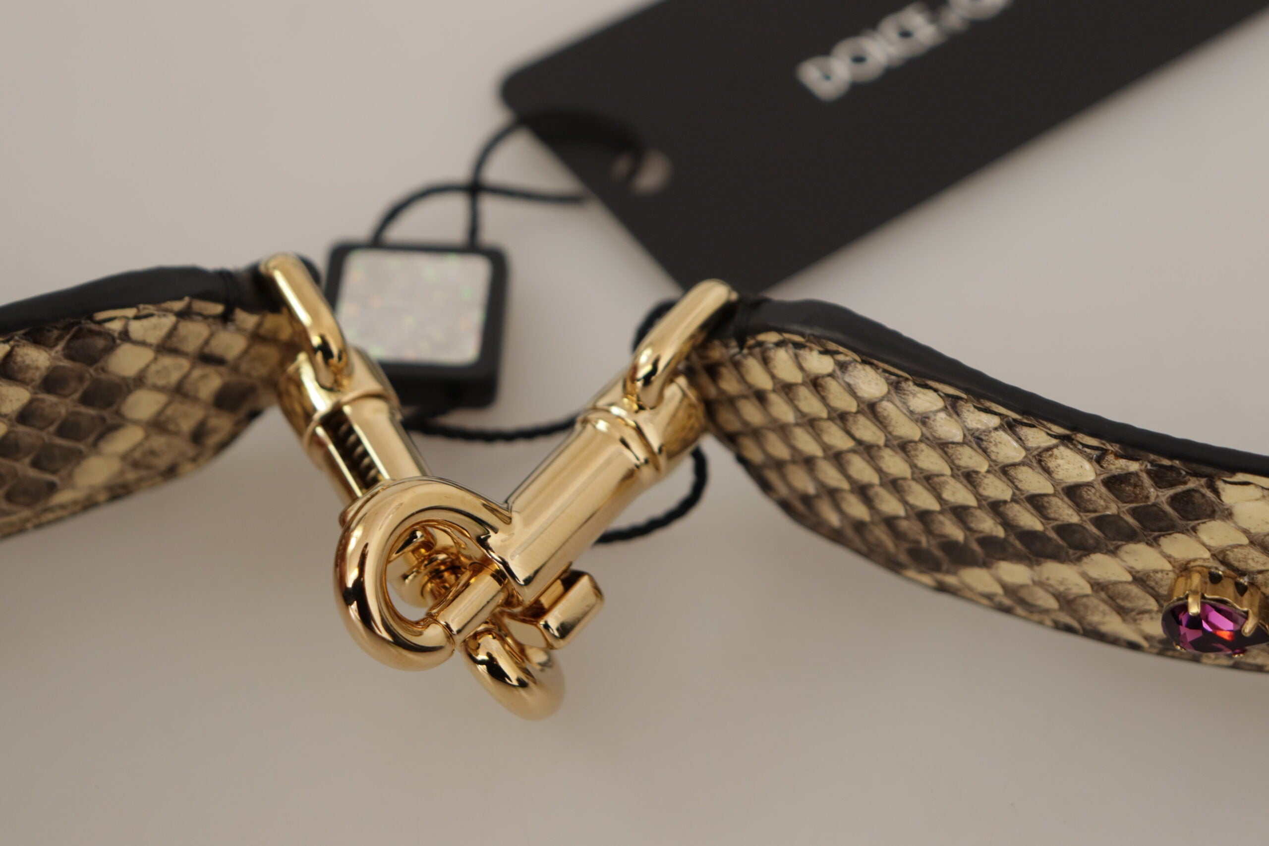 Dolce &amp; Gabbana Élégante bandoulière en cuir de python beige