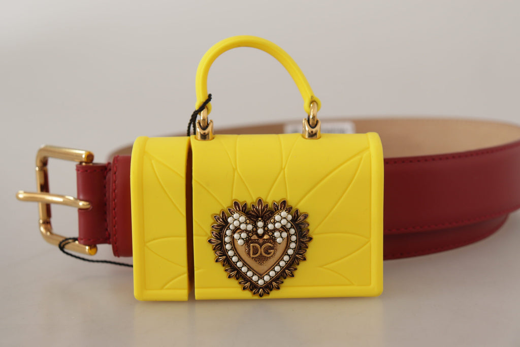 Dolce &amp; Gabbana – Eleganter roter Ledergürtel mit gravierter Schnalle