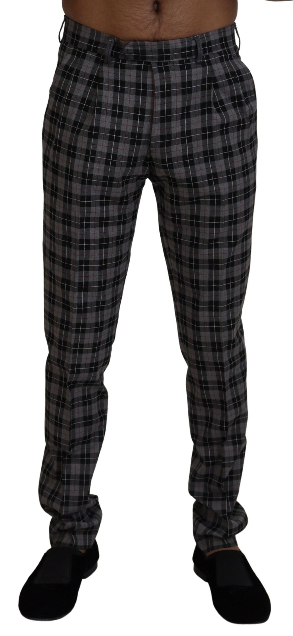 BENCIVENGA - Pantalon chino élégant à carreaux gris pour homme