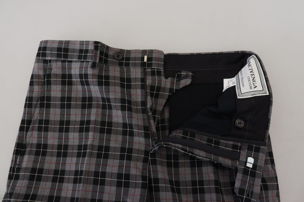 BENCIVENGA - Pantalon chino élégant à carreaux gris pour homme