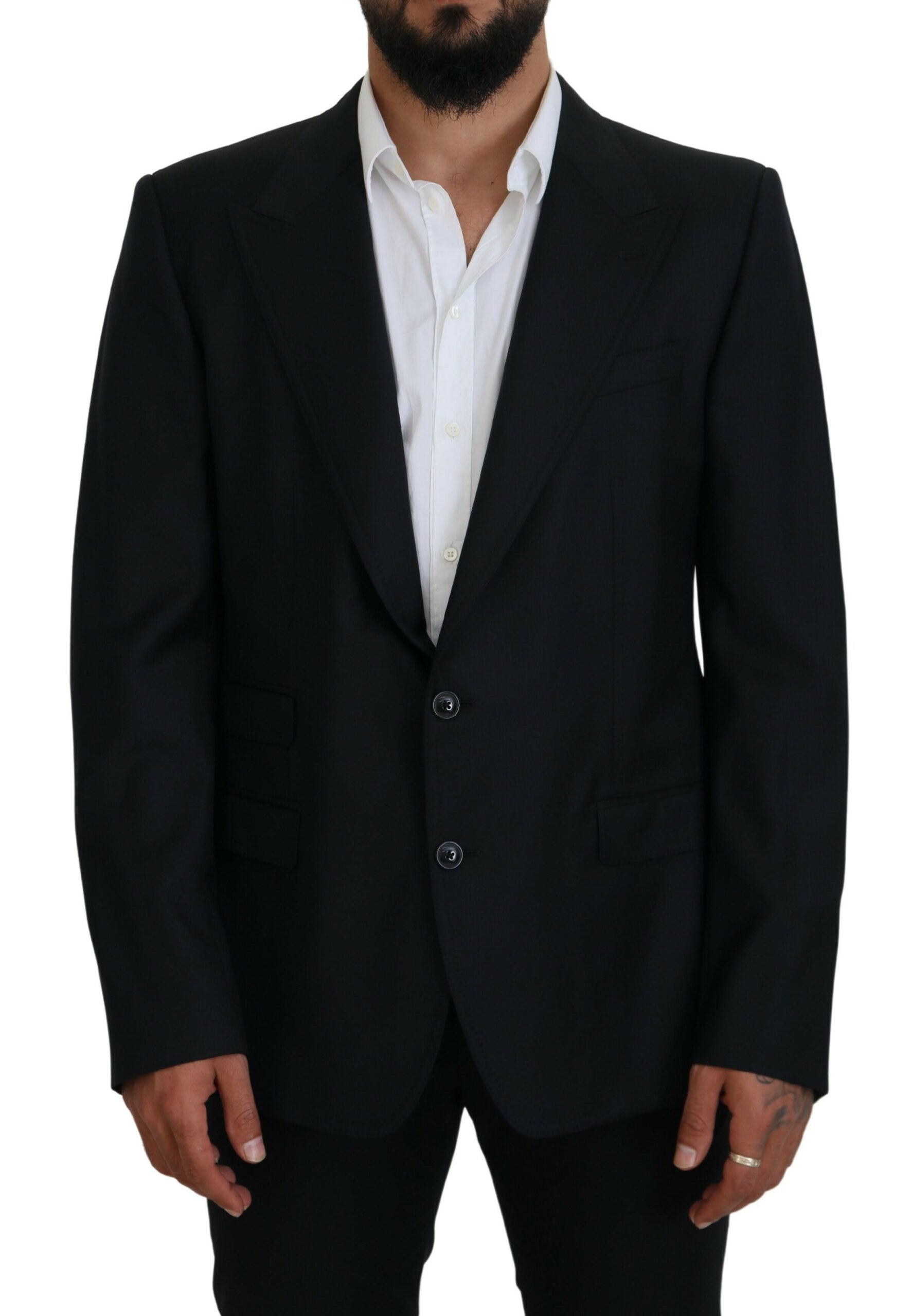 Blazer élégant bleu foncé à boutonnage simple Dolce &amp; Gabbana