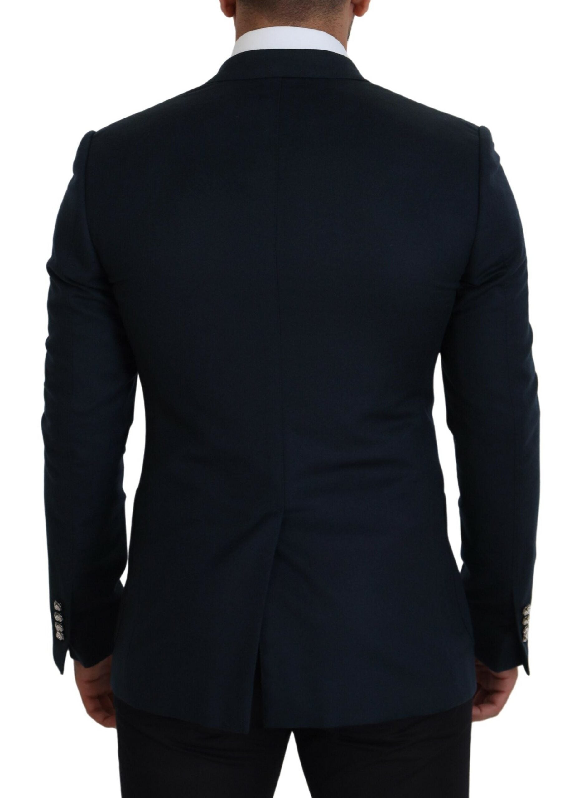 Blazer bleu élégant en mélange cachemire-soie Dolce &amp; Gabbana