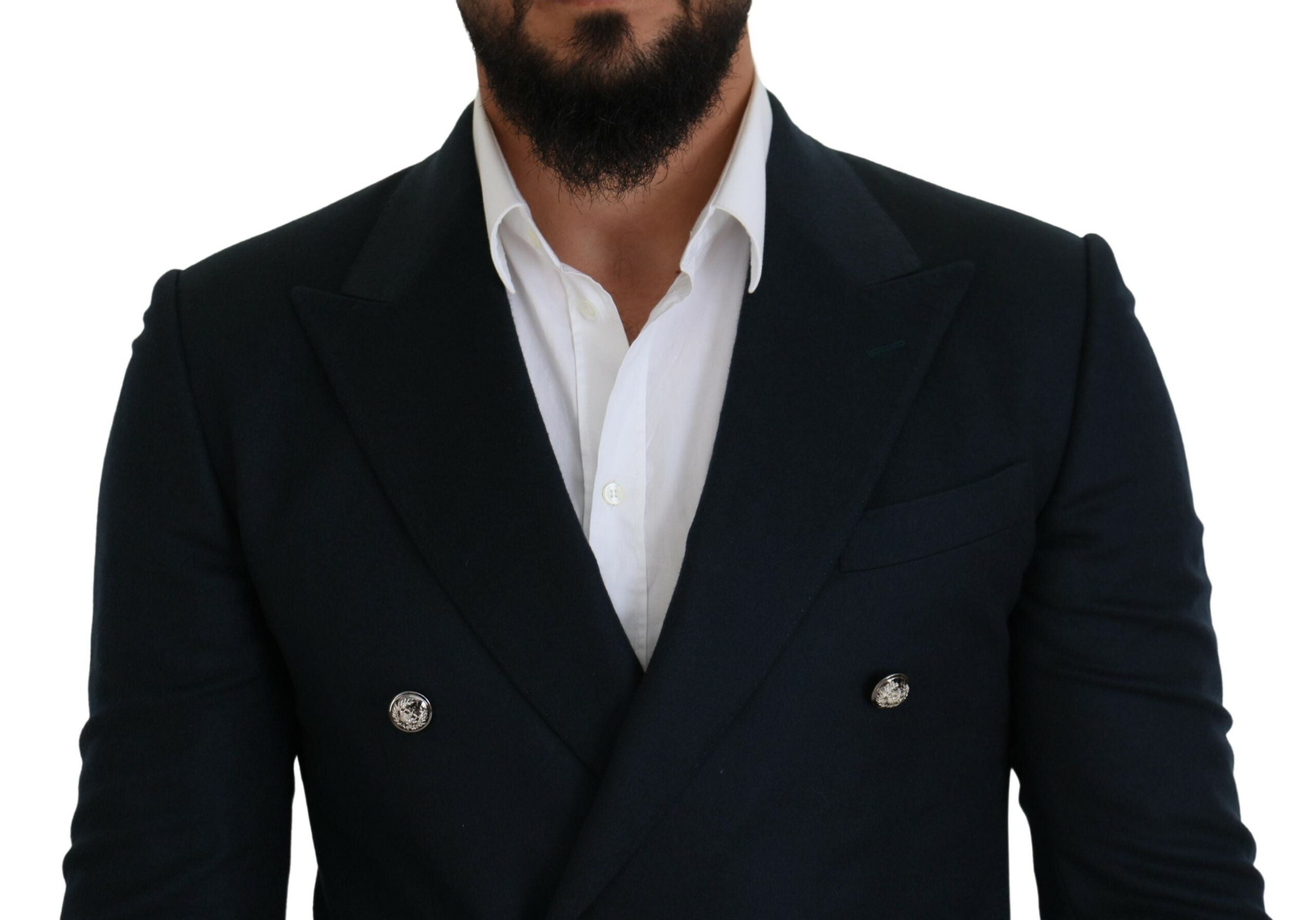 Blazer bleu élégant en mélange cachemire-soie Dolce &amp; Gabbana