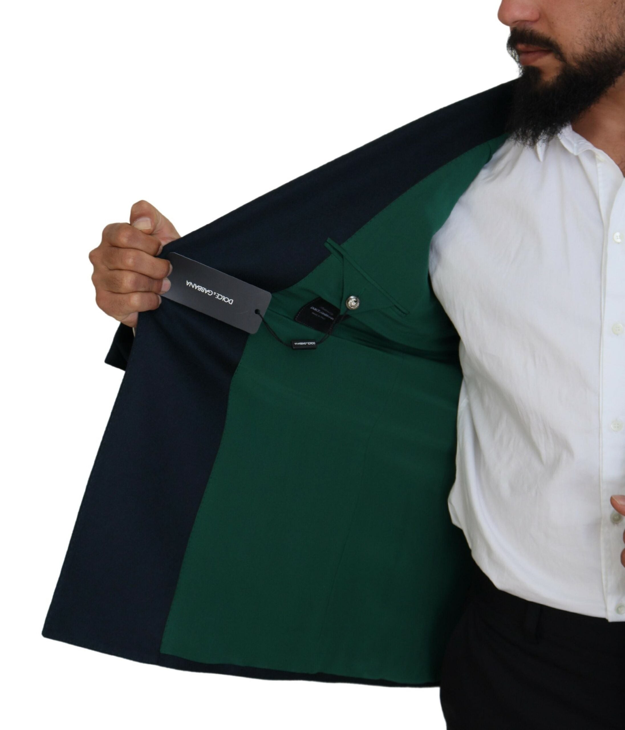 Blazer bleu élégant en mélange cachemire-soie Dolce &amp; Gabbana