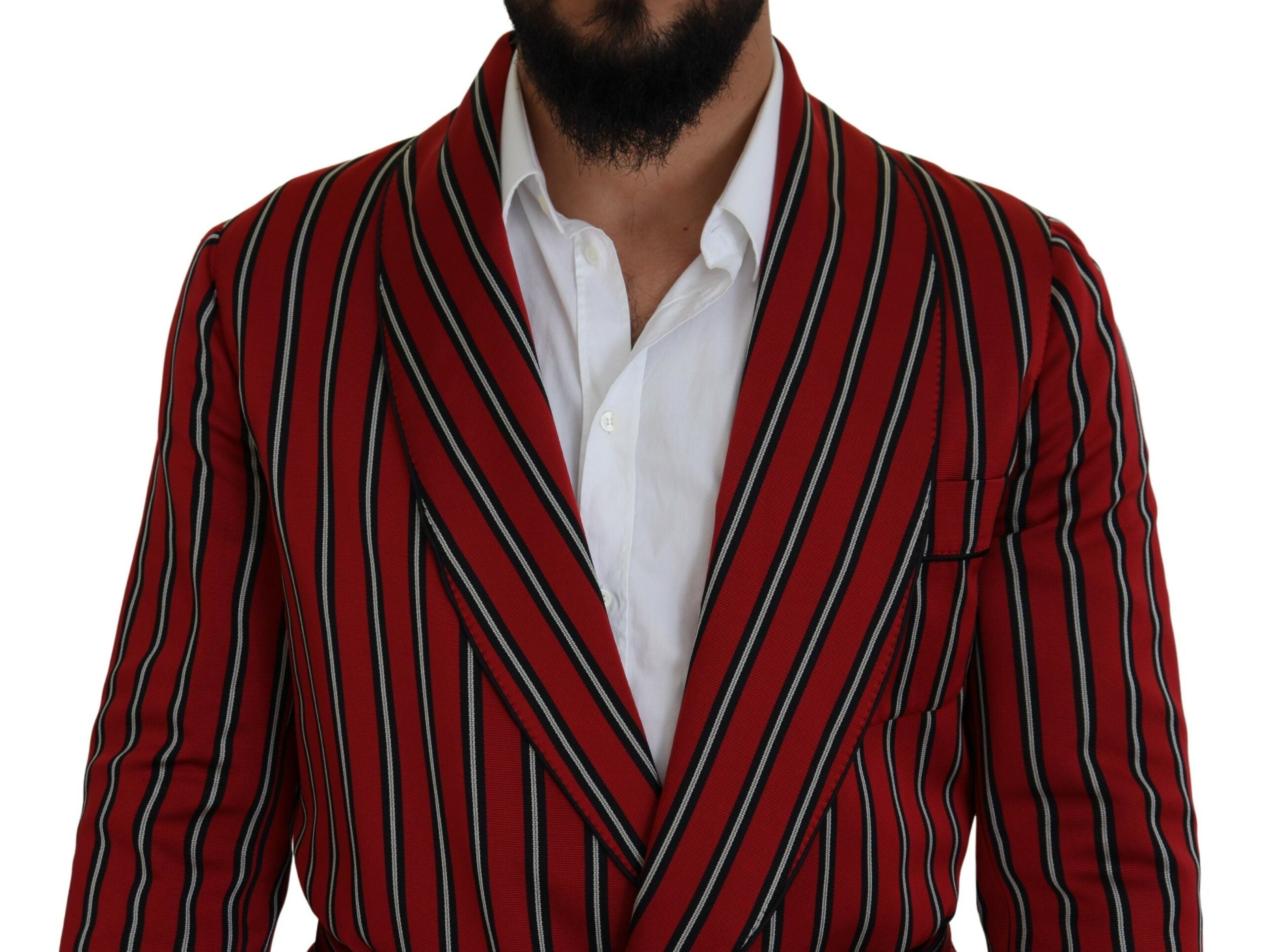 Robe longue élégante à rayures rouges Dolce &amp; Gabbana, vêtements de luxe