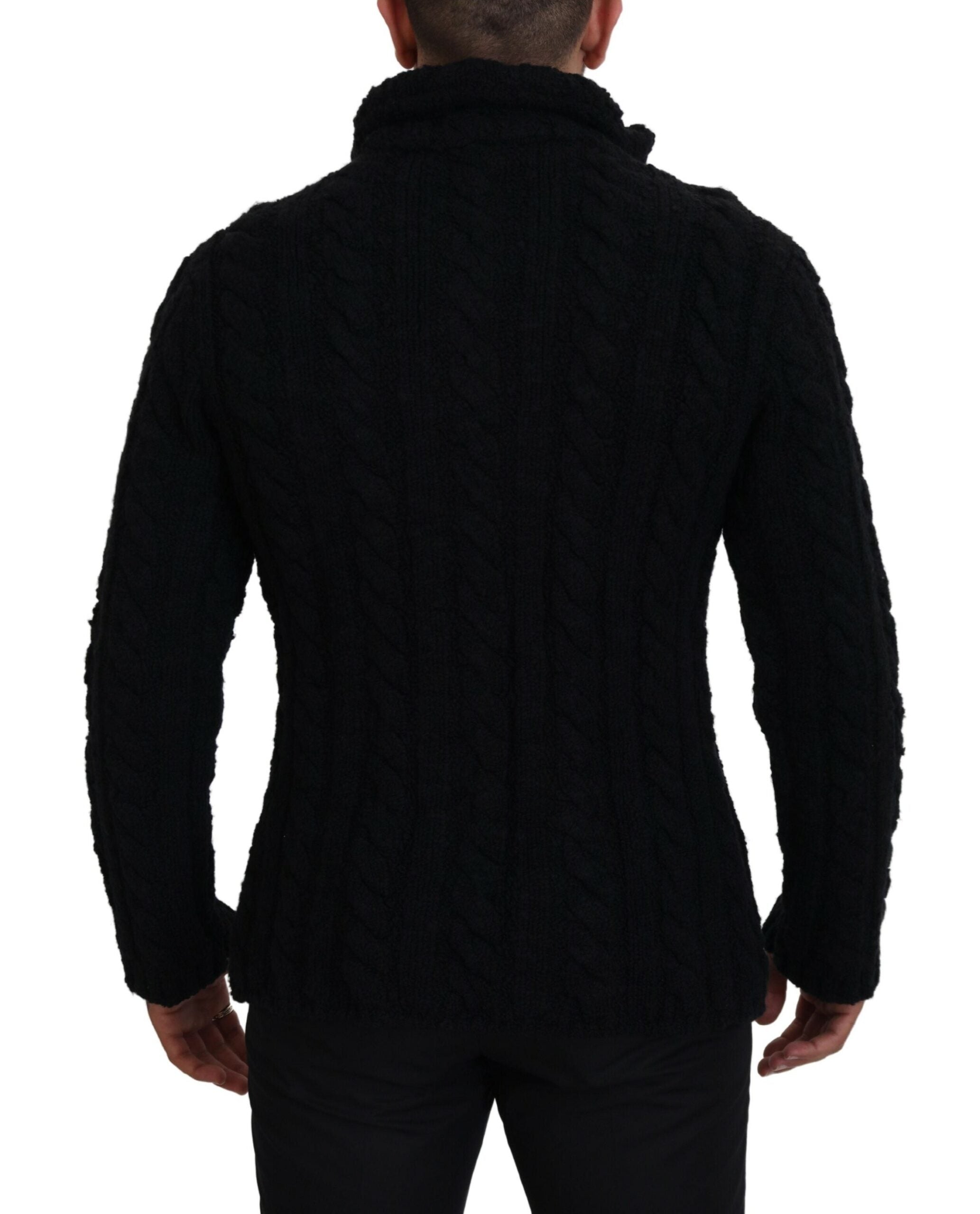 Dolce &amp; Gabbana Elegante schwarze Strickjacke aus Woll-Kaschmir-Mischung
