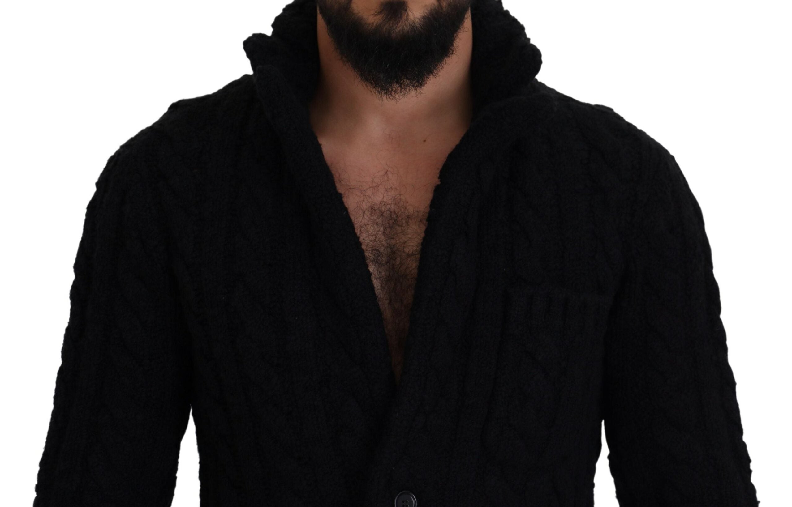 Dolce &amp; Gabbana Elegante schwarze Strickjacke aus Woll-Kaschmir-Mischung