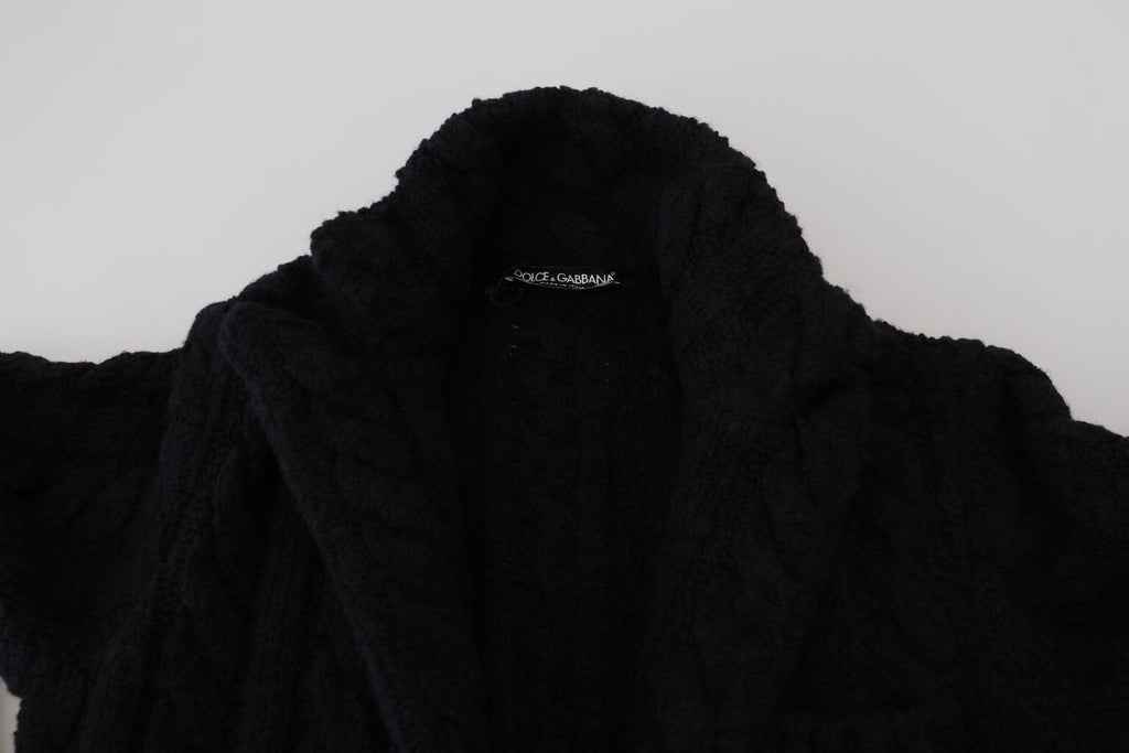 Dolce &amp; Gabbana Elegante schwarze Strickjacke aus Woll-Kaschmir-Mischung