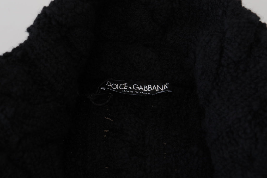 Dolce &amp; Gabbana Elegante schwarze Strickjacke aus Woll-Kaschmir-Mischung