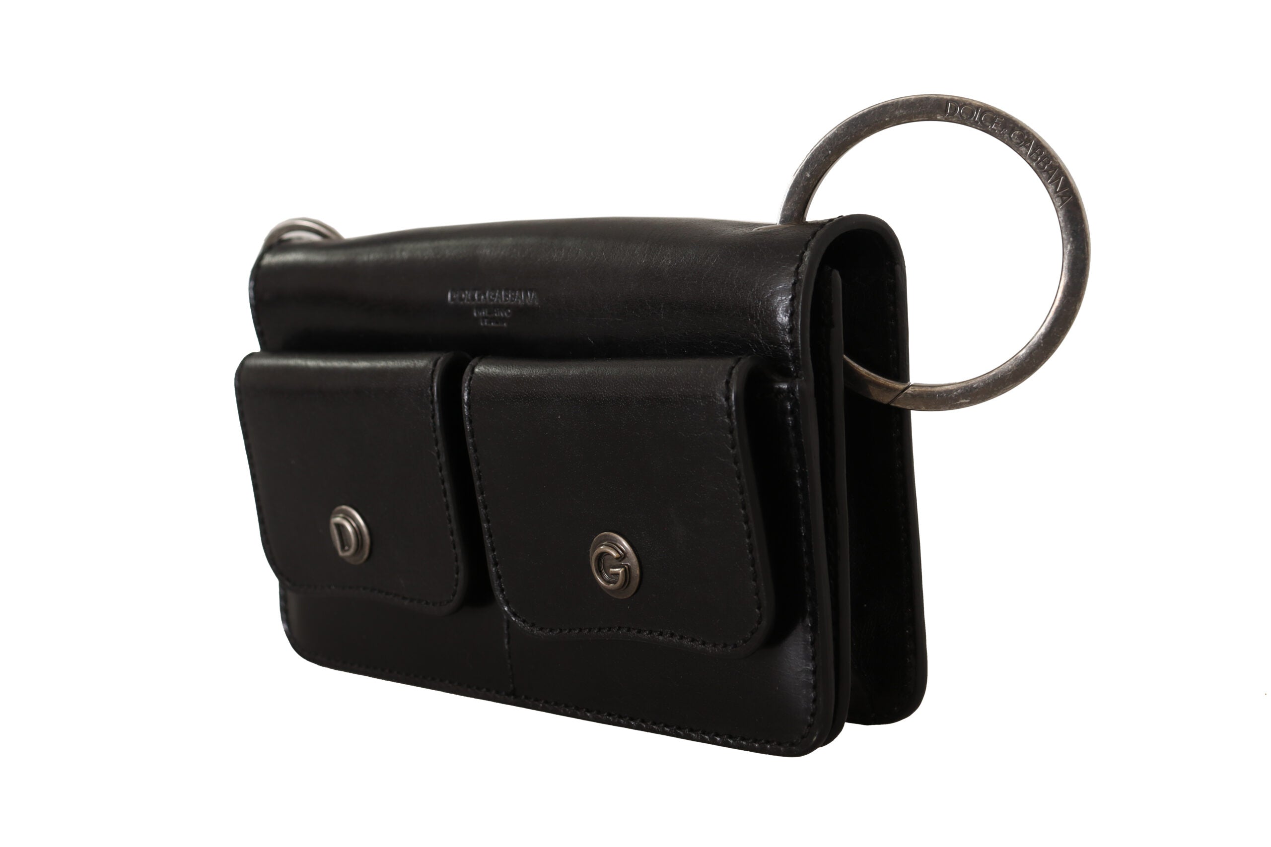 Portefeuille élégant en cuir Dolce &amp; Gabbana, noir intemporel