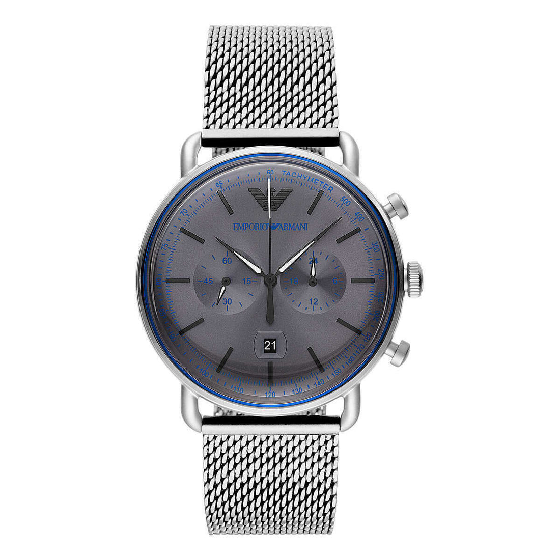 Emporio Armani – Anspruchsvolle Chronographenuhr aus silbernem Stahl